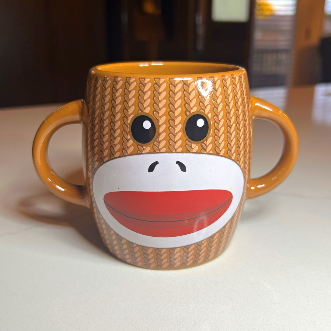 Ganz Sock Monkey Face Brown Ceramic Double Handle Mug by Galerie - 7.5 fl oz Ganz Sock Monkey Face Brown Ceramic Double Handle Mug by Galerie - 7.5 fl oz