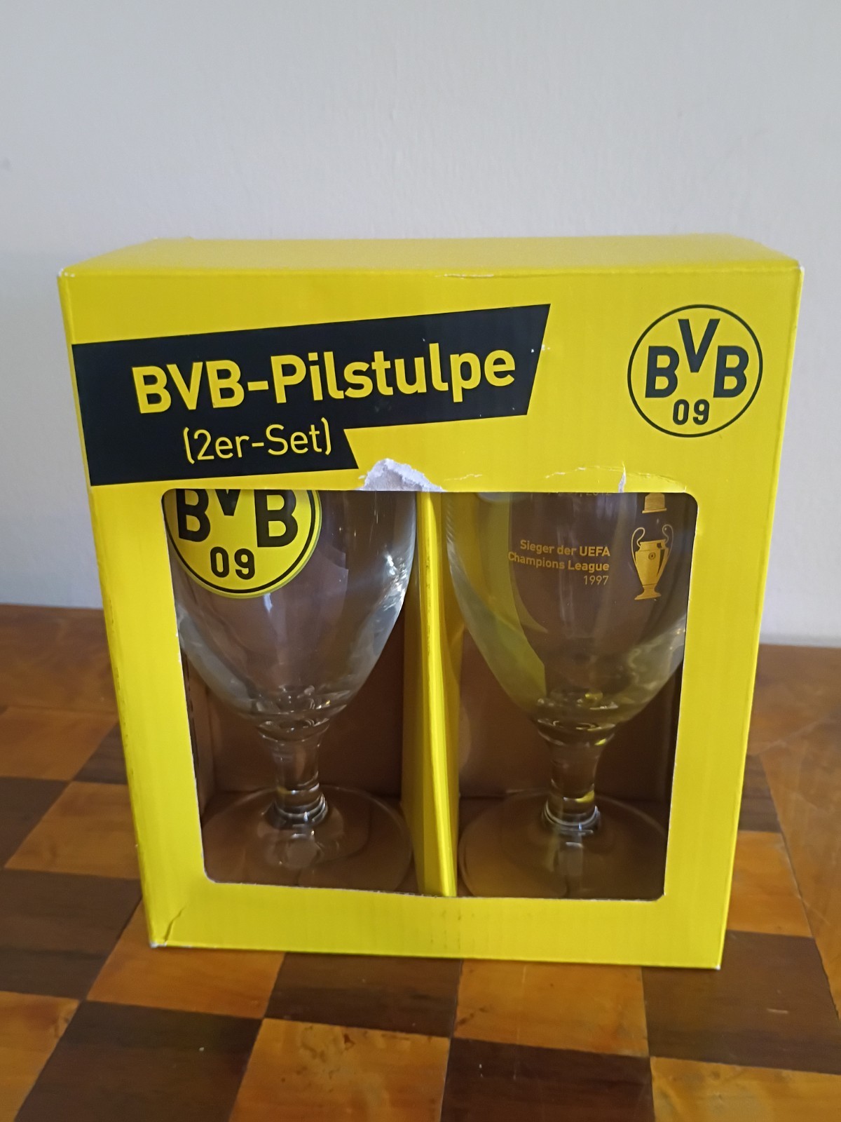 Borussia Dortmund BVB 09 Beer Glasses- 0.3L 2pc Set Germany Soccer w/ Box