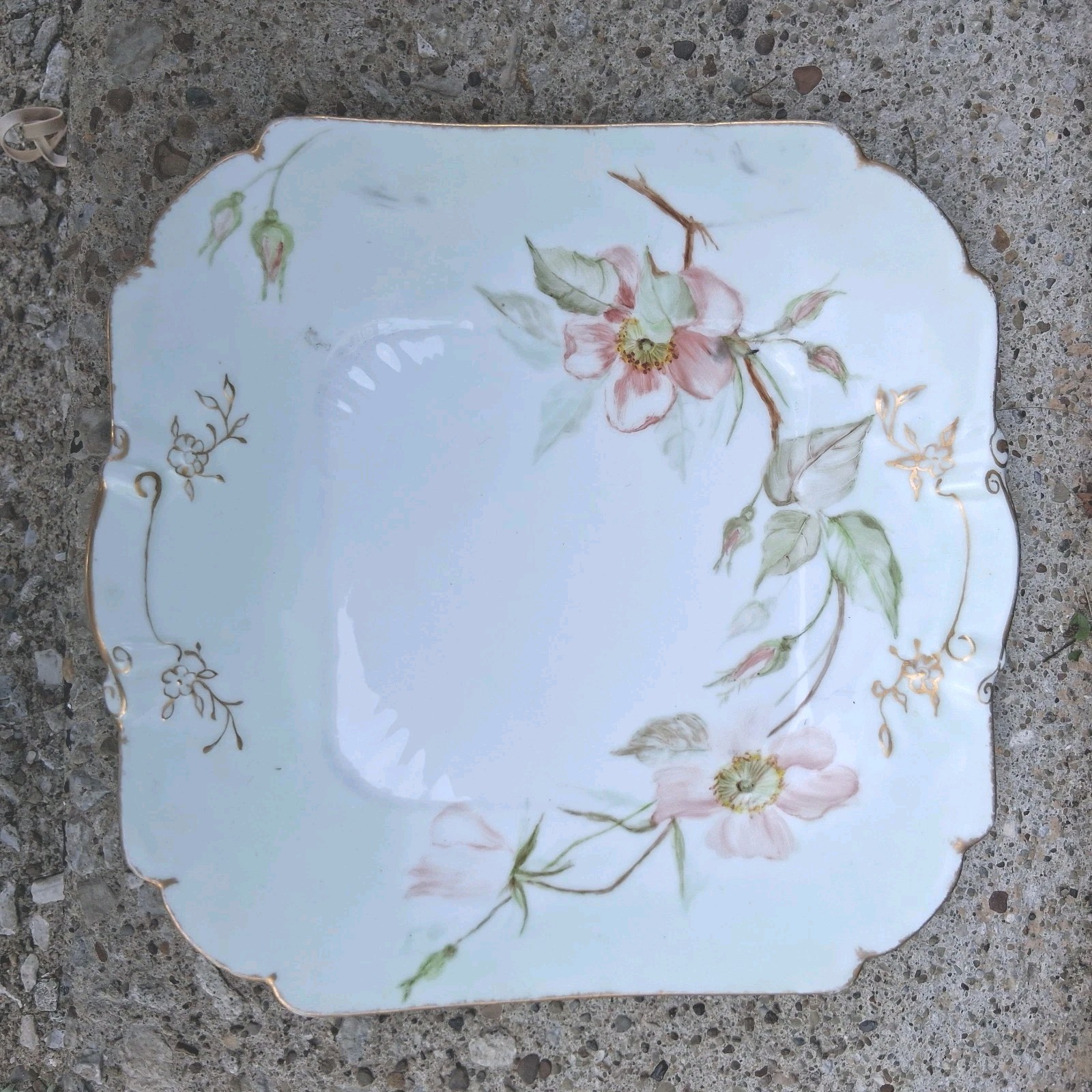 Antique Vtg Victorian Limoges Hand Painted Floral Porcelain Plate W/ Provenance