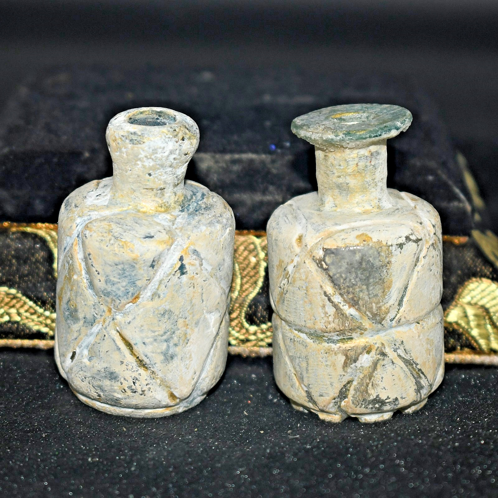 2 Ancient Roman Glass Bottle Container from Middle East
