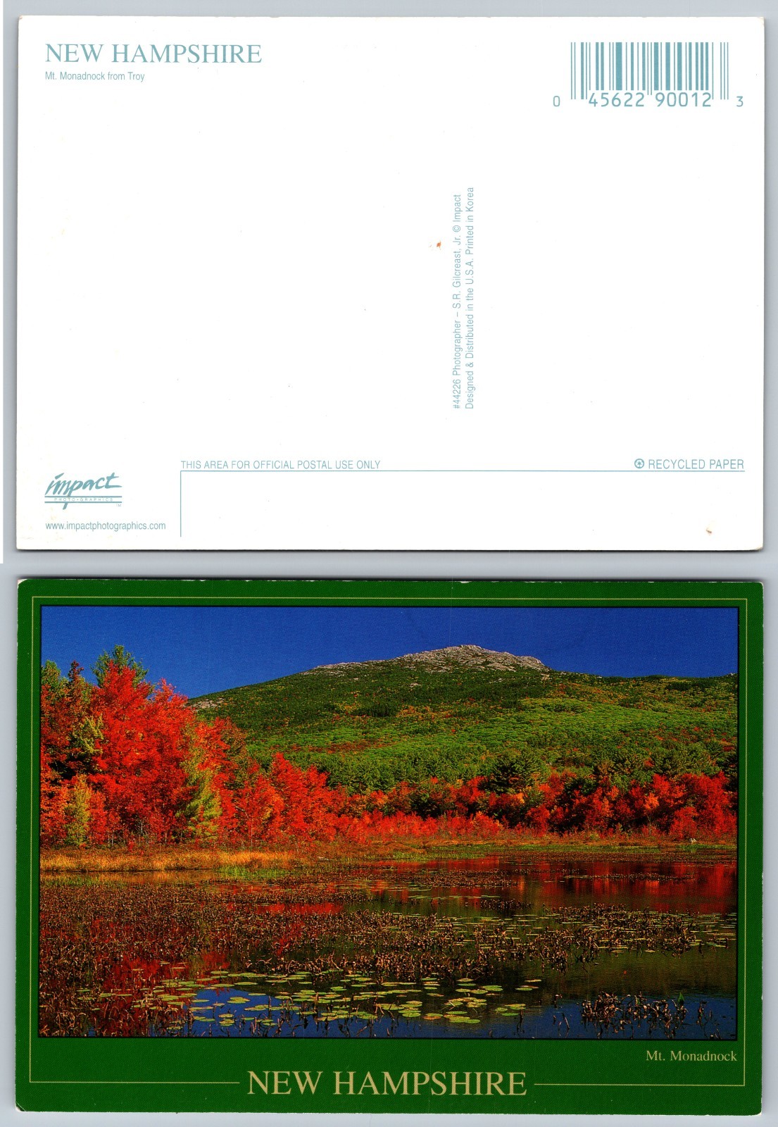 Continental Mt Monadnock New Hampshire Postcard