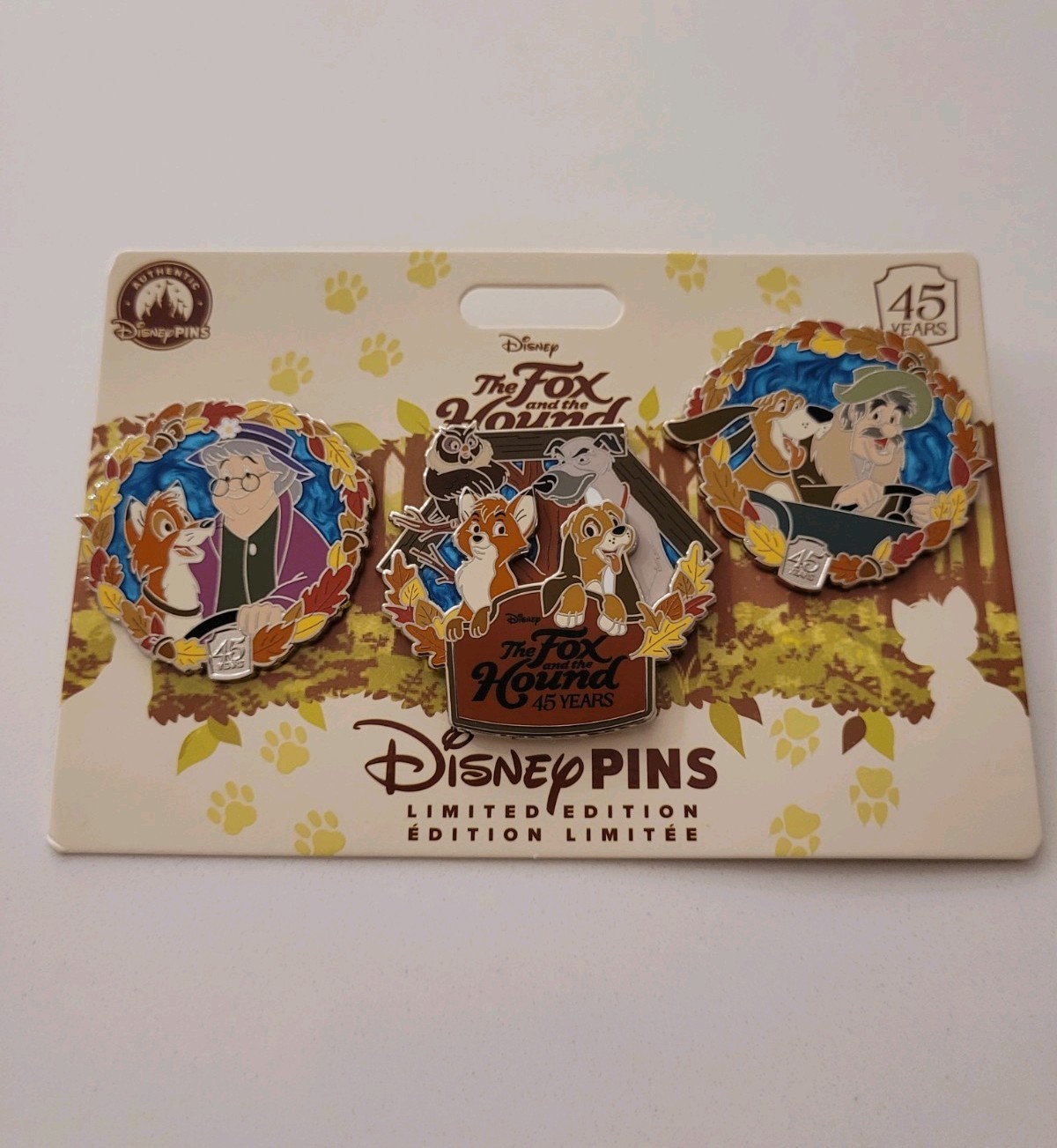 Disney The Fox And The Hound 45th Anniversary 3 Pin Limited Edition Set Disney The Fox And The Hound 45th Anniversary 3 Pin Limited Edition Set