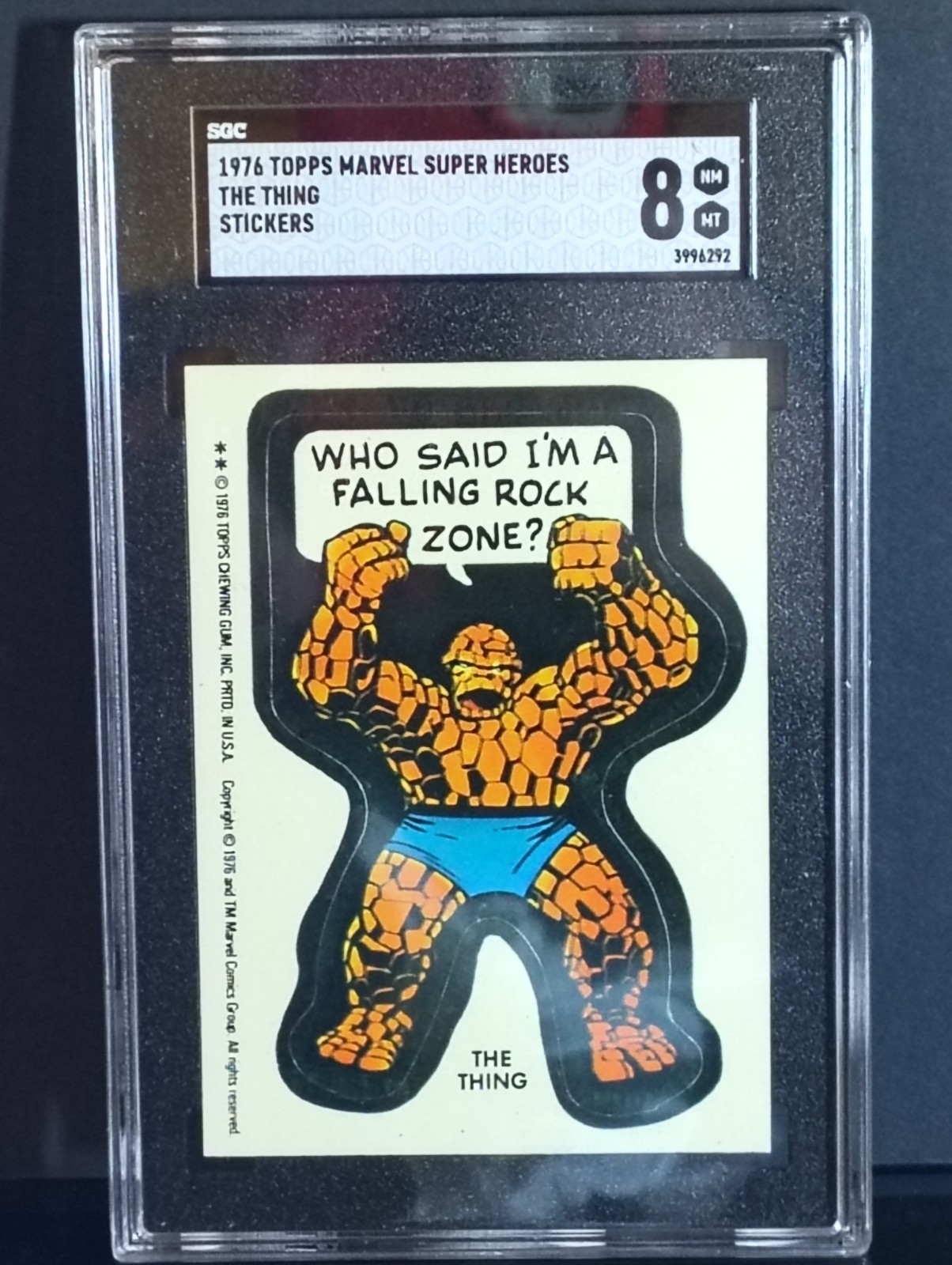 🔥 1976 Topps Marvel Super Heroes THE THING Sticker SGC 8 NM/MT Fantastic Four