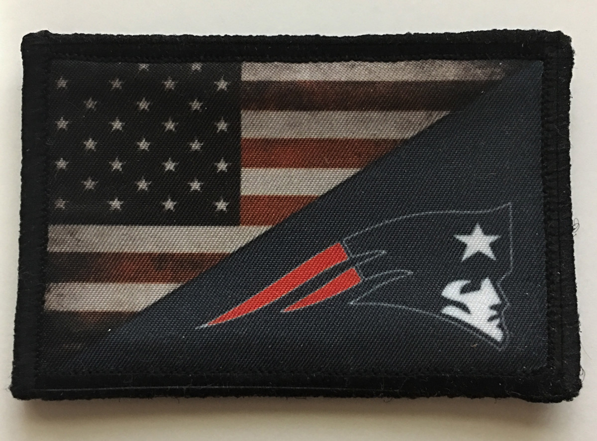USA FLAG/ New England Patriots Morale Patch Tactical Military Army Badge