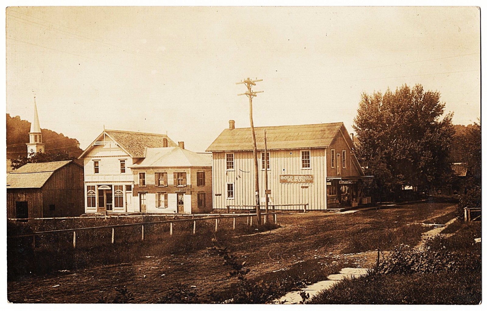 RPPC South Gibson PA - Pritchard And Sons Store Crockery - Meat Market - Church RPPC South Gibson PA - Pritchard And Sons Store Crockery - Meat Market - Church