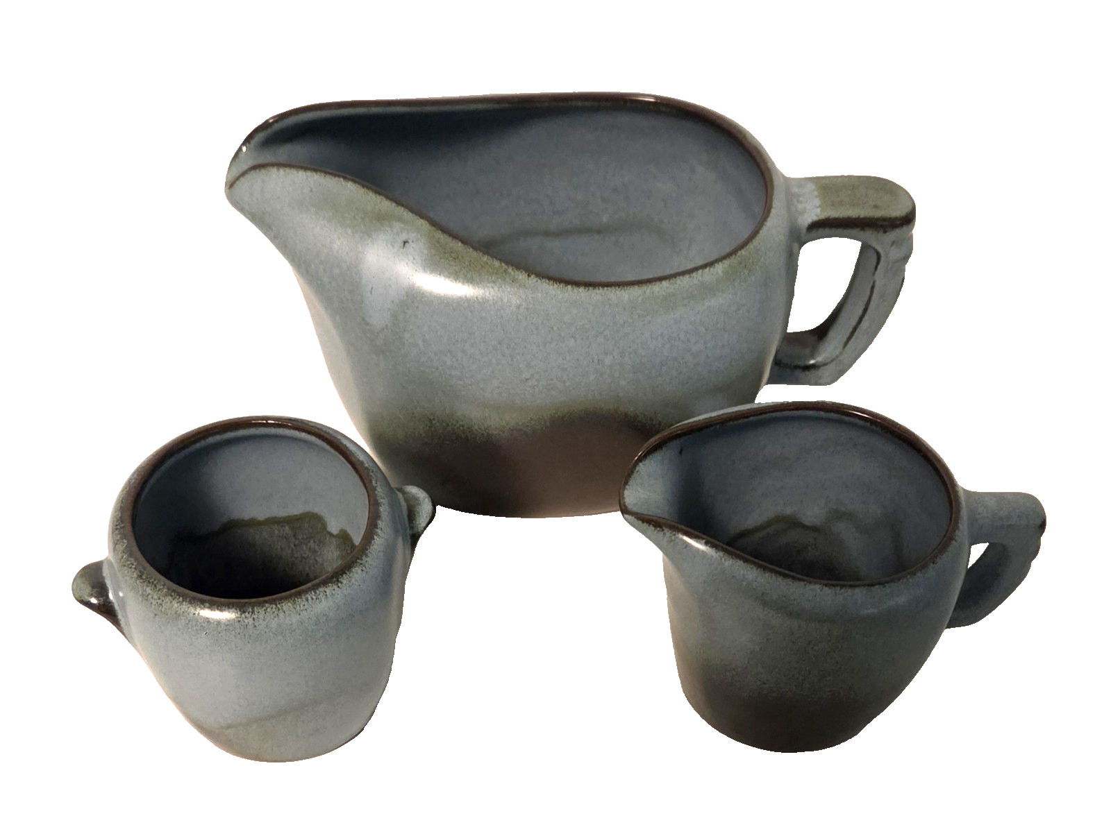 MCM Frankoma Pottery 3 piece Plainsman Woodland Moss Gravy Boat, creamer ,Sugar MCM Frankoma Pottery 3 piece Plainsman Woodland Moss Gravy Boat, creamer ,Sugar