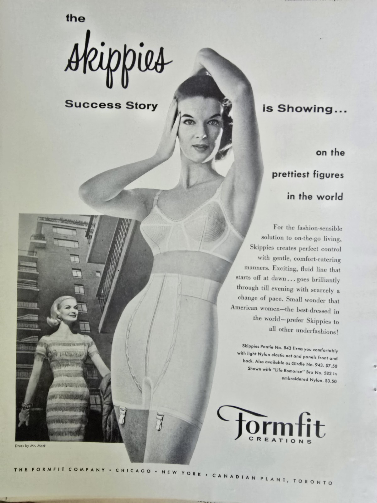 1956 Women\'s Formfit Creations Skippies  High Waist Girdle Bra Vintage Ad