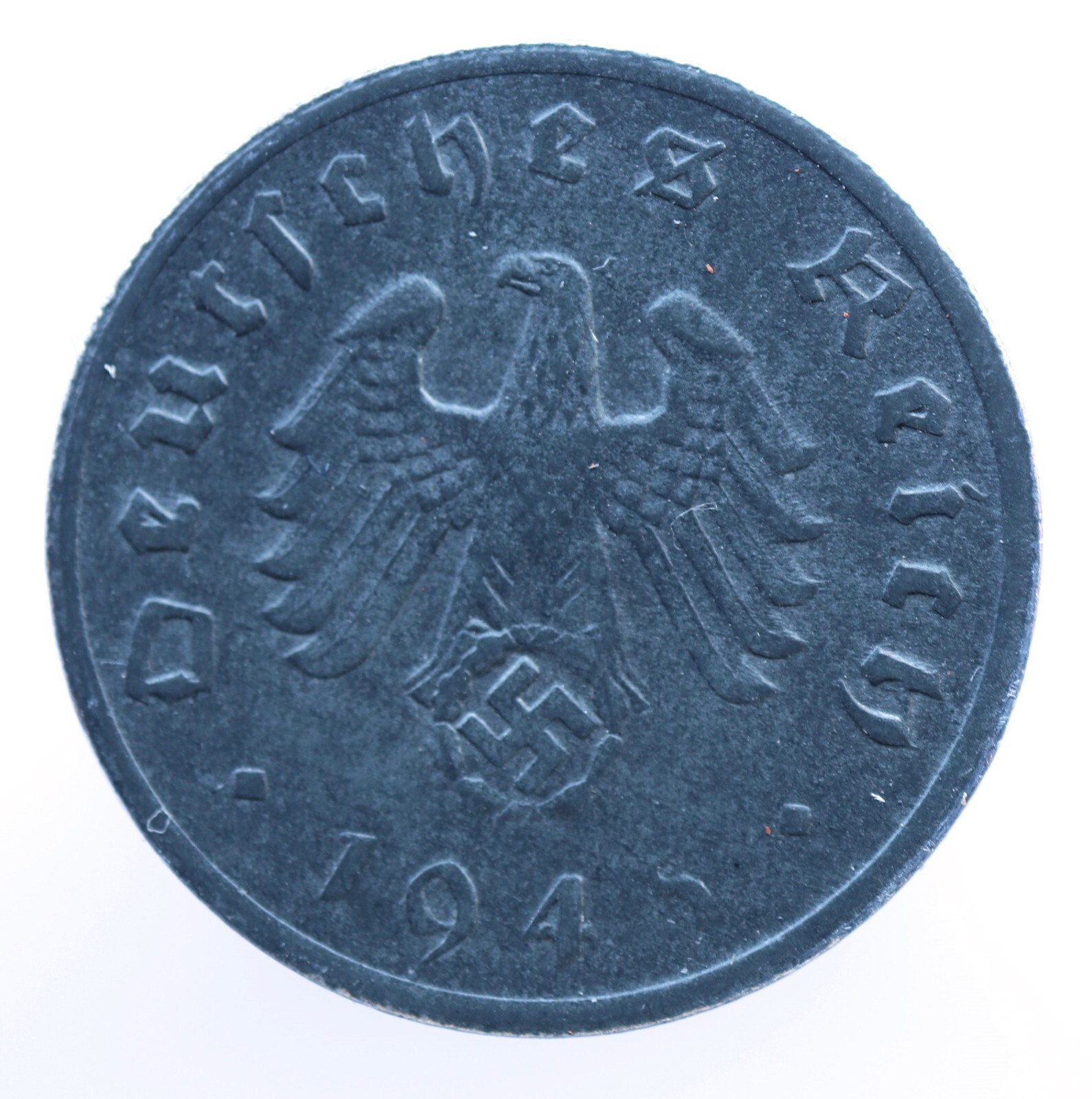 1 Reichspfennig 1945 A - Germany Third Reich KM#97 zinc coin with swastika-#R126