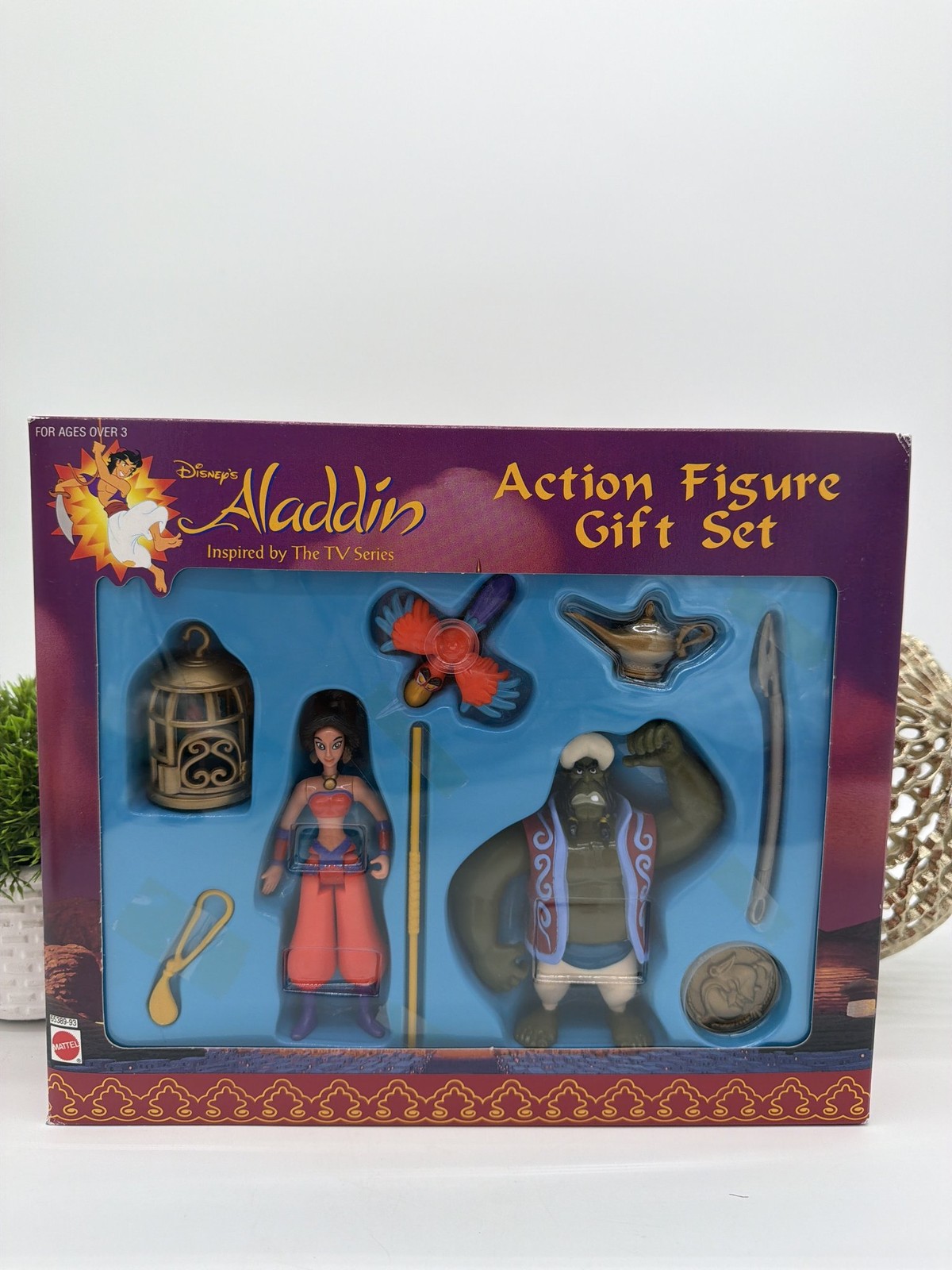 Disney Aladdin Action Figure Gift Set Mattel Jasmine Genie TV Series Box Disney Aladdin Action Figure Gift Set Mattel Jasmine Genie TV Series Box