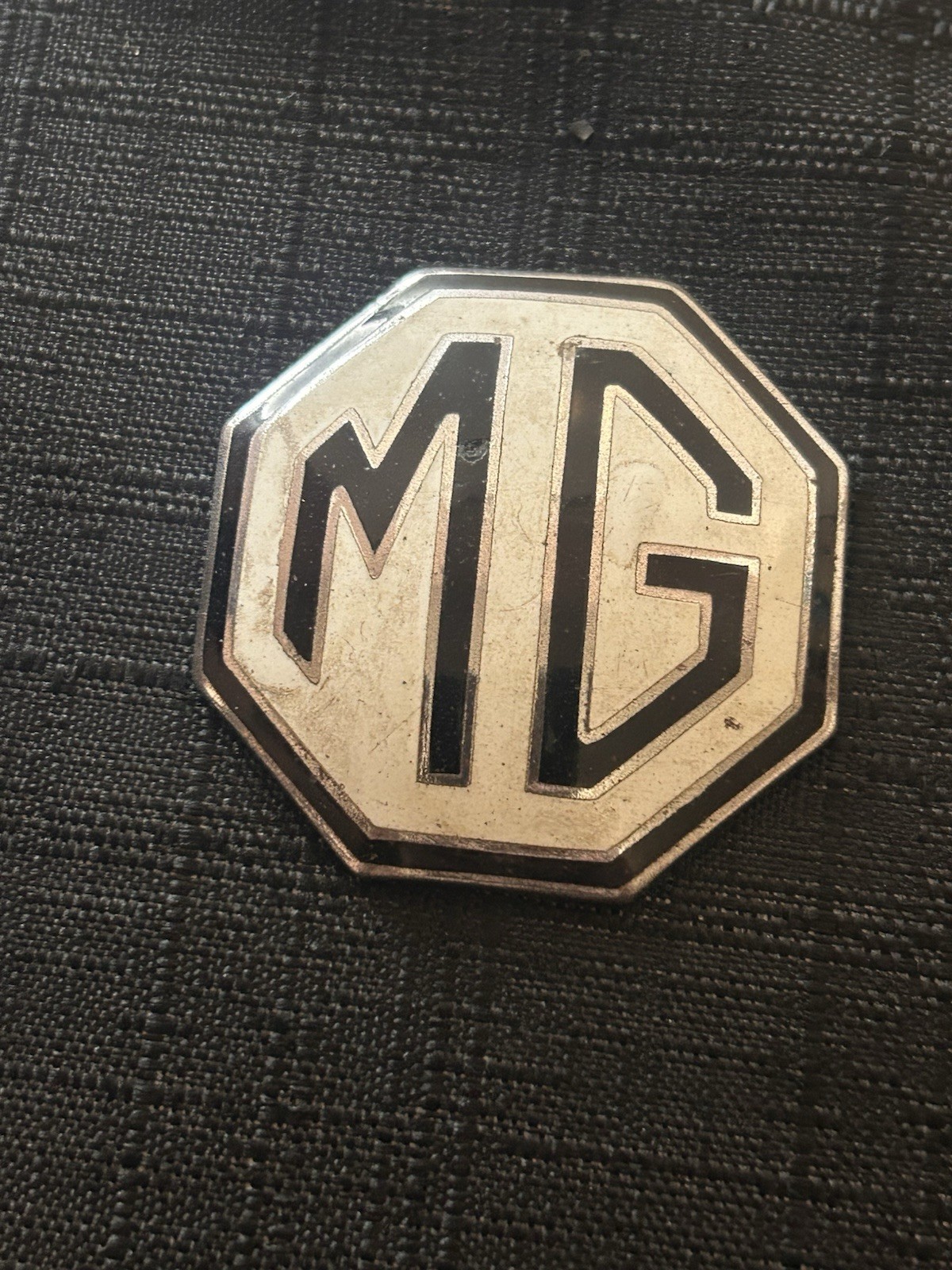 Vintage MG Octagon Badge Brass Emblem Ming Wat’s England Original Patina Vintage MG Octagon Badge Brass Emblem Ming Wat’s England Original Patina
