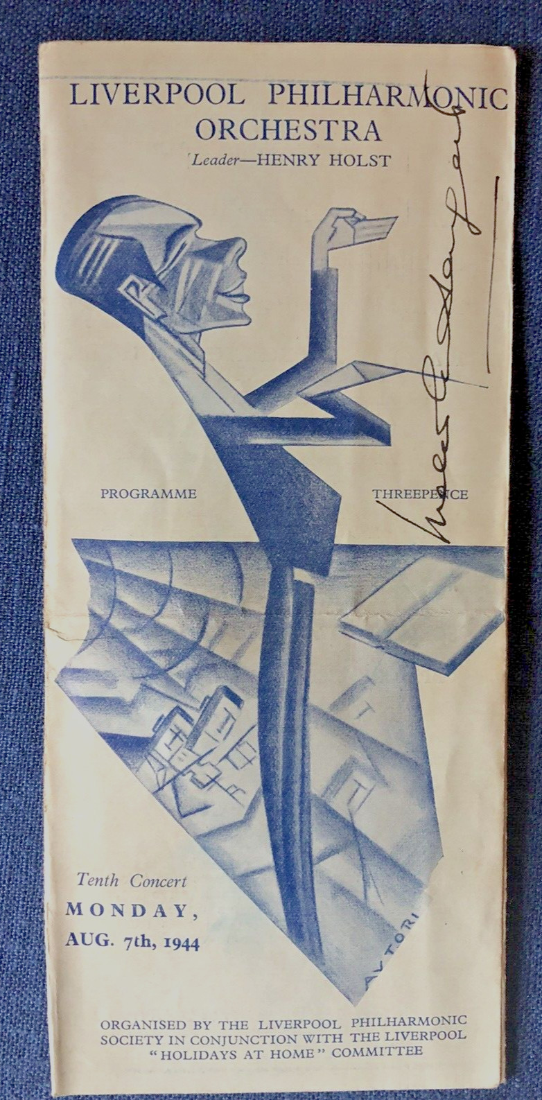 Conductor Dr Malcom Sargent LIVERPOOL PHILHARMONIC ORCHESTRA 1944 Signed Program
