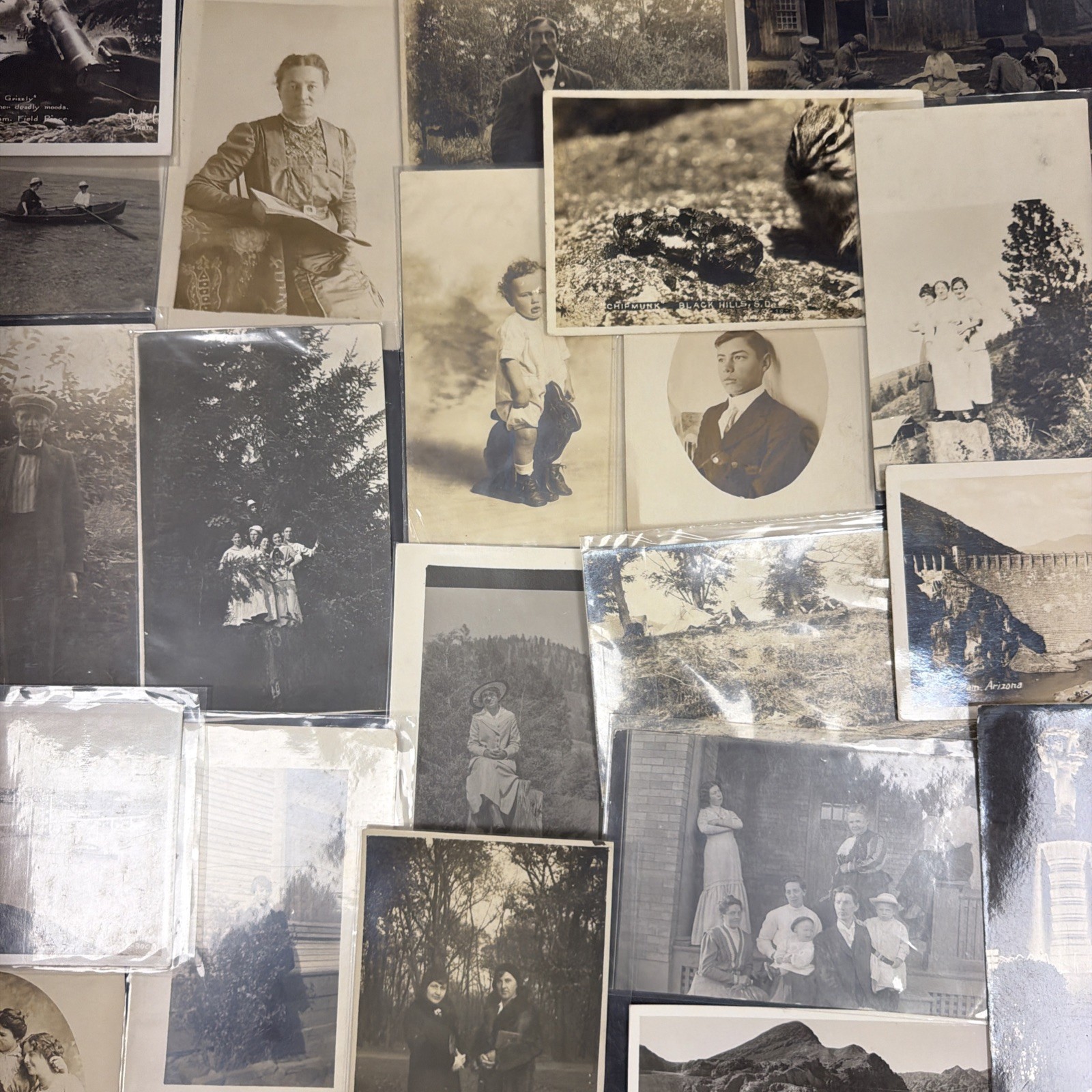 20 Real Photo Postcards Lot - Vintage & Antique RPPC Collection - Mixed