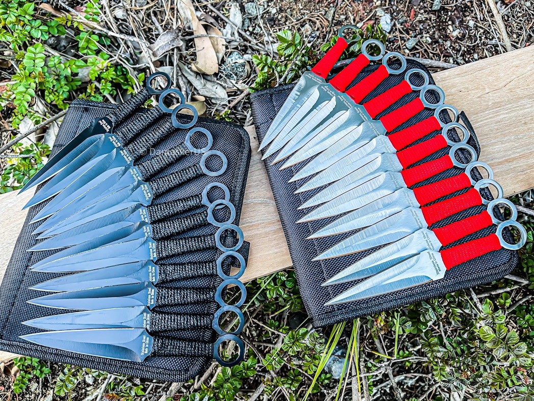 24pc Ninja Throwing Knives Set Combat Naruto Kunai Hunting Knife w/Sheath Black 24pc Ninja Throwing Knives Set Combat Naruto Kunai Hunting Knife w/Sheath Black