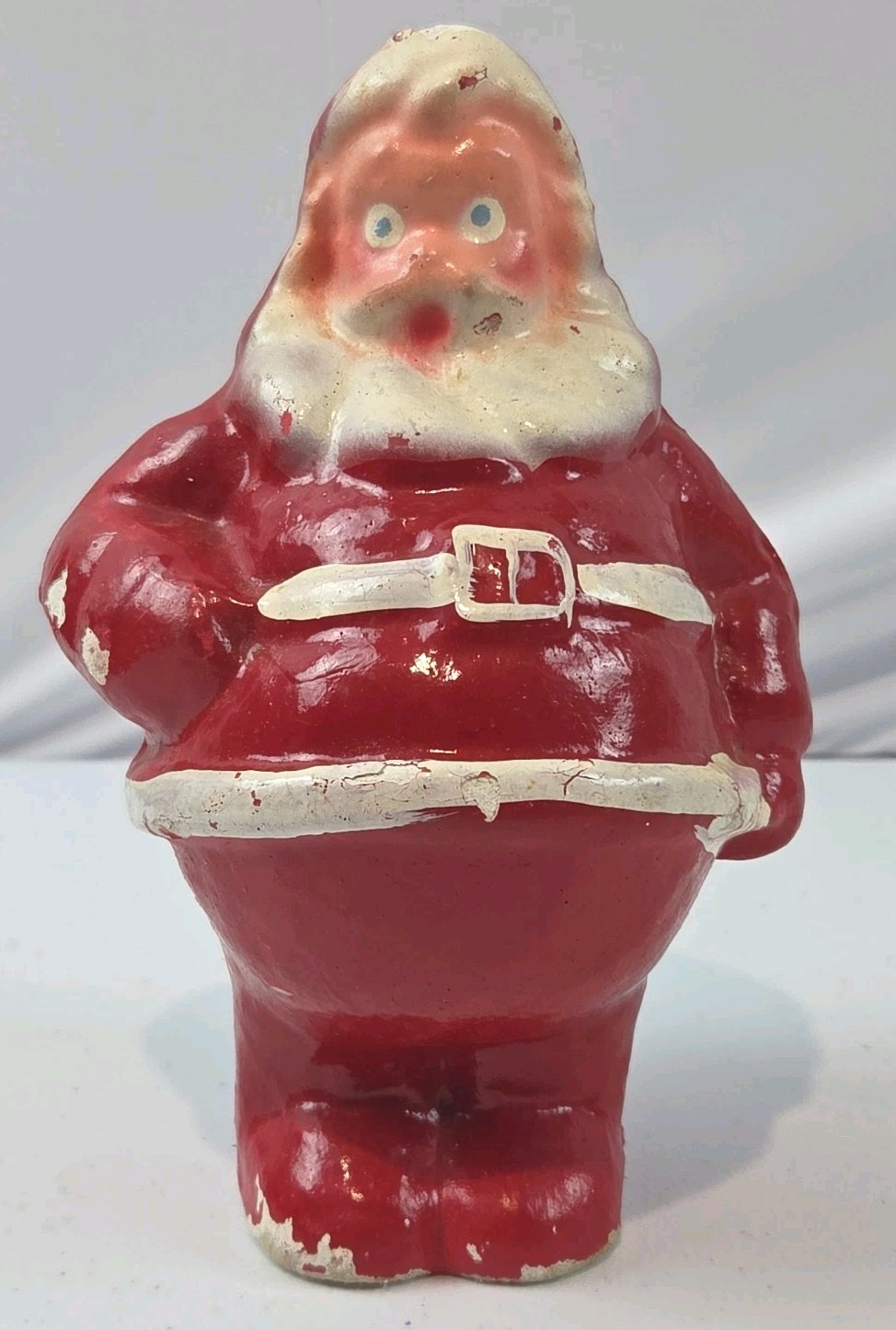 VTG 1940s Molded Paper Mache Egg Carton Christmas Santa Claus Candy Holder 7