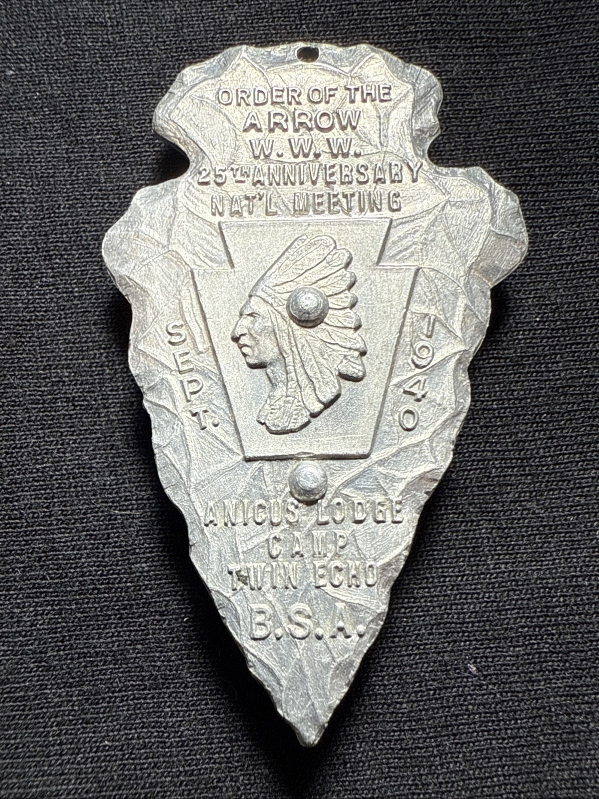RARE OA 1940 National Order of the Arrow Meeting  Medal CTE Camp Twin Echo