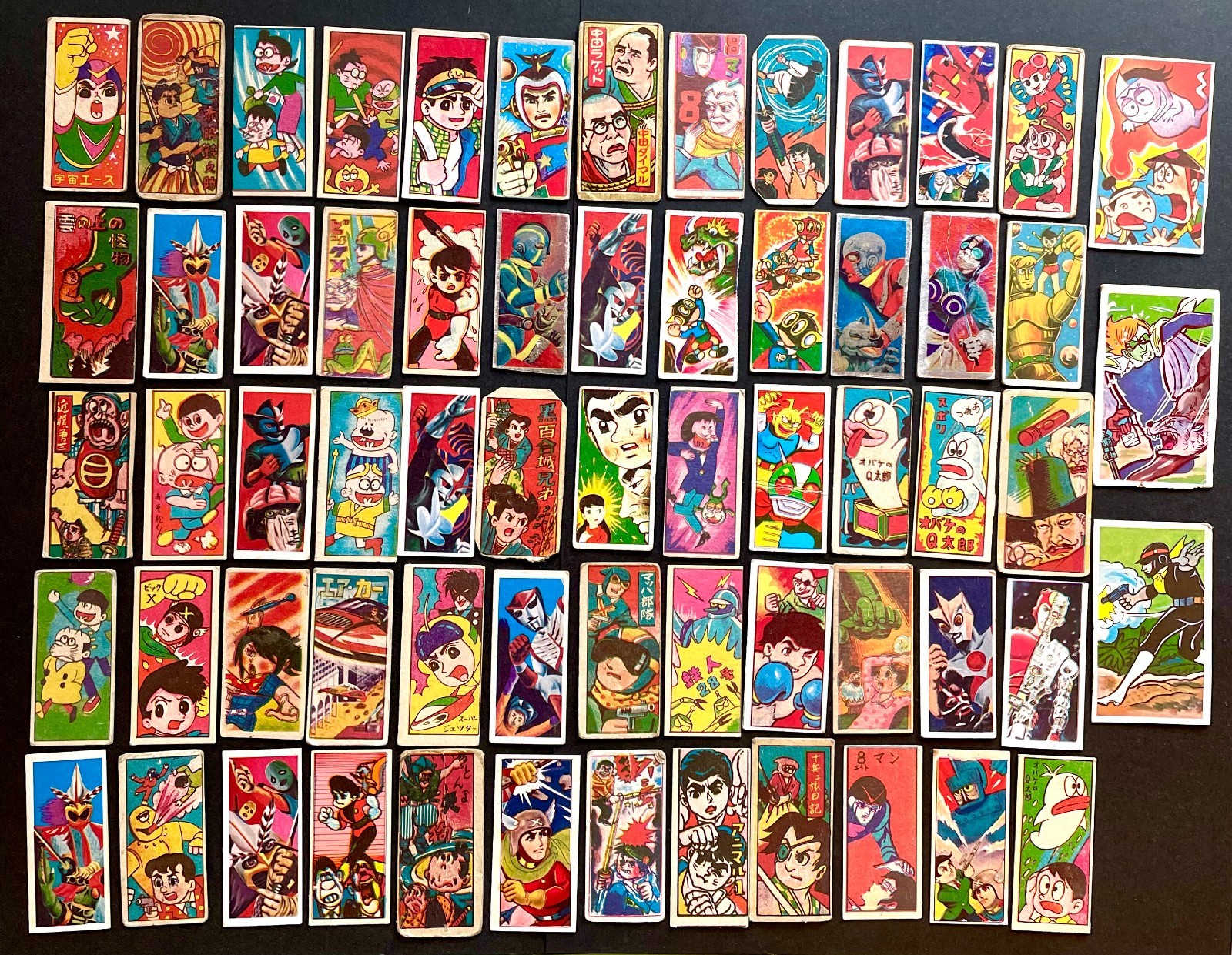 Lot of 63 Vintage Japanese Showa Manga characters Menko trading cards \'60s b3 Lot of 63 Vintage Japanese Showa Manga characters Menko trading cards \'60s b3
