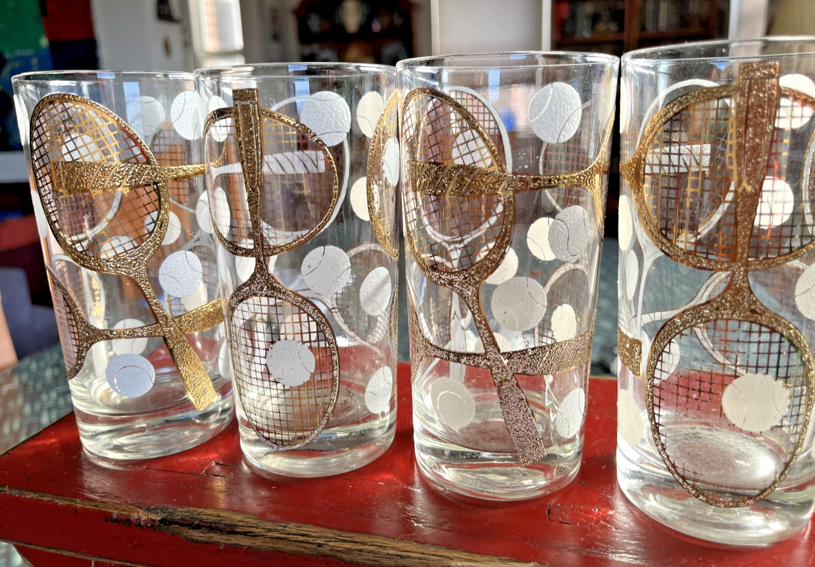 VTG Georges Briard Tennis Highball Glass Set (4) Mid-Century Modern Barware VTG Georges Briard Tennis Highball Glass Set (4) Mid-Century Modern Barware