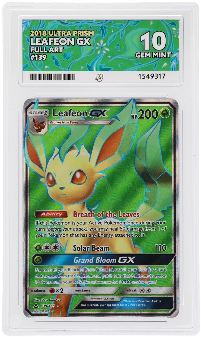 ACE 10 Leafeon Gx 139/156 Ultra Prism Gem Mint Pokemon ACE 10 Leafeon Gx 139/156 Ultra Prism Gem Mint Pokemon