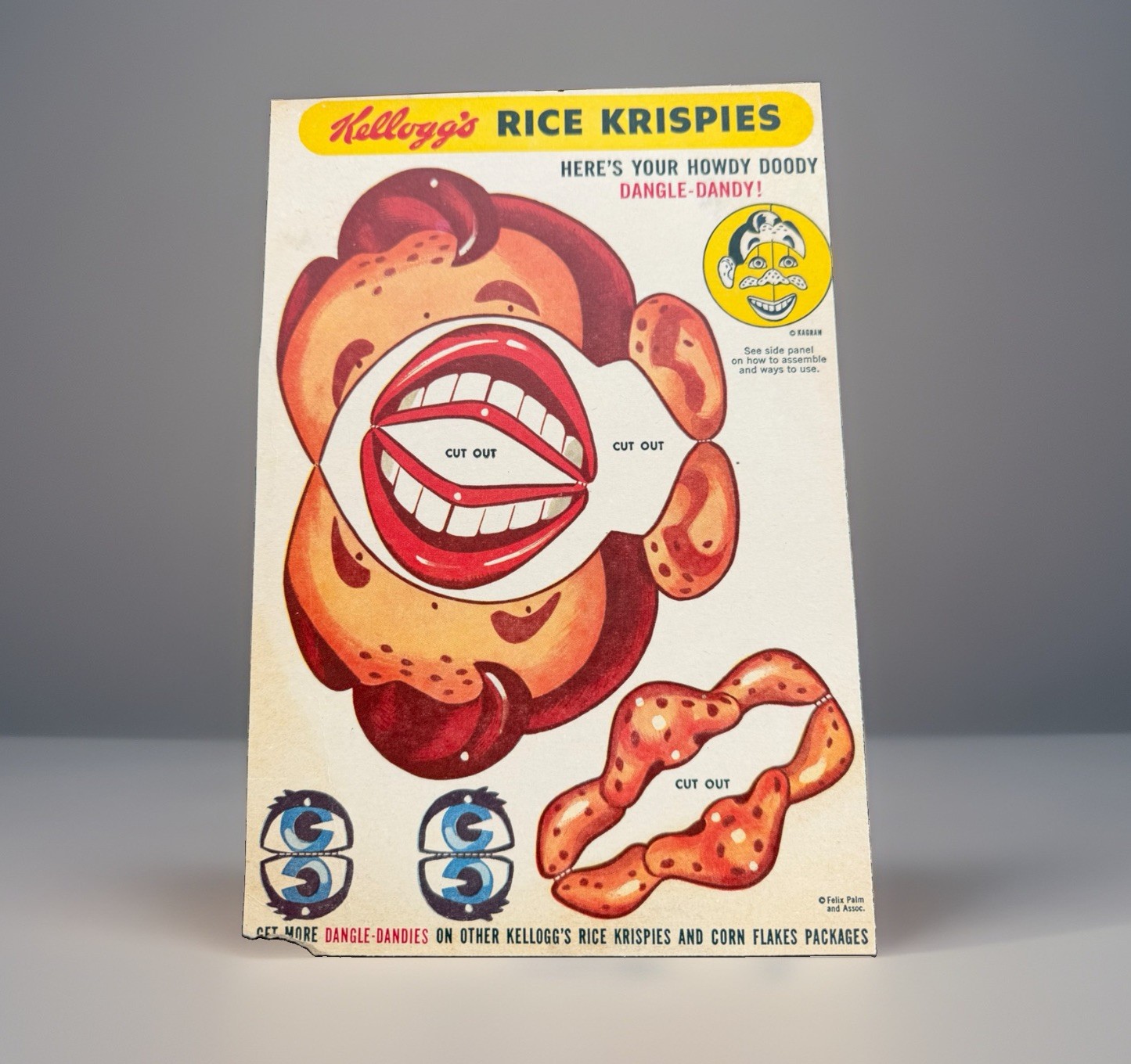 1950's Kellogg's Rice Krispies Cereal Box Back w/ Howdy Doody Dangle Dandy 1950's Kellogg's Rice Krispies Cereal Box Back w/ Howdy Doody Dangle Dandy