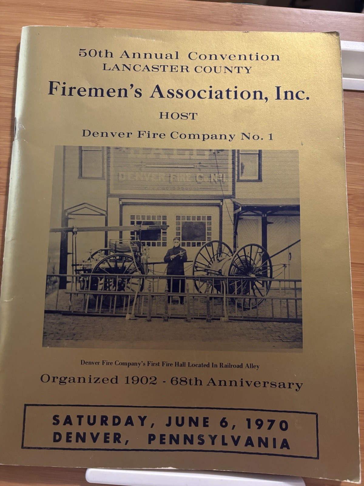 1970 Vintage Denver Fire Dept Book 68th Anniversary Lancaster Co Pennsylvania PA