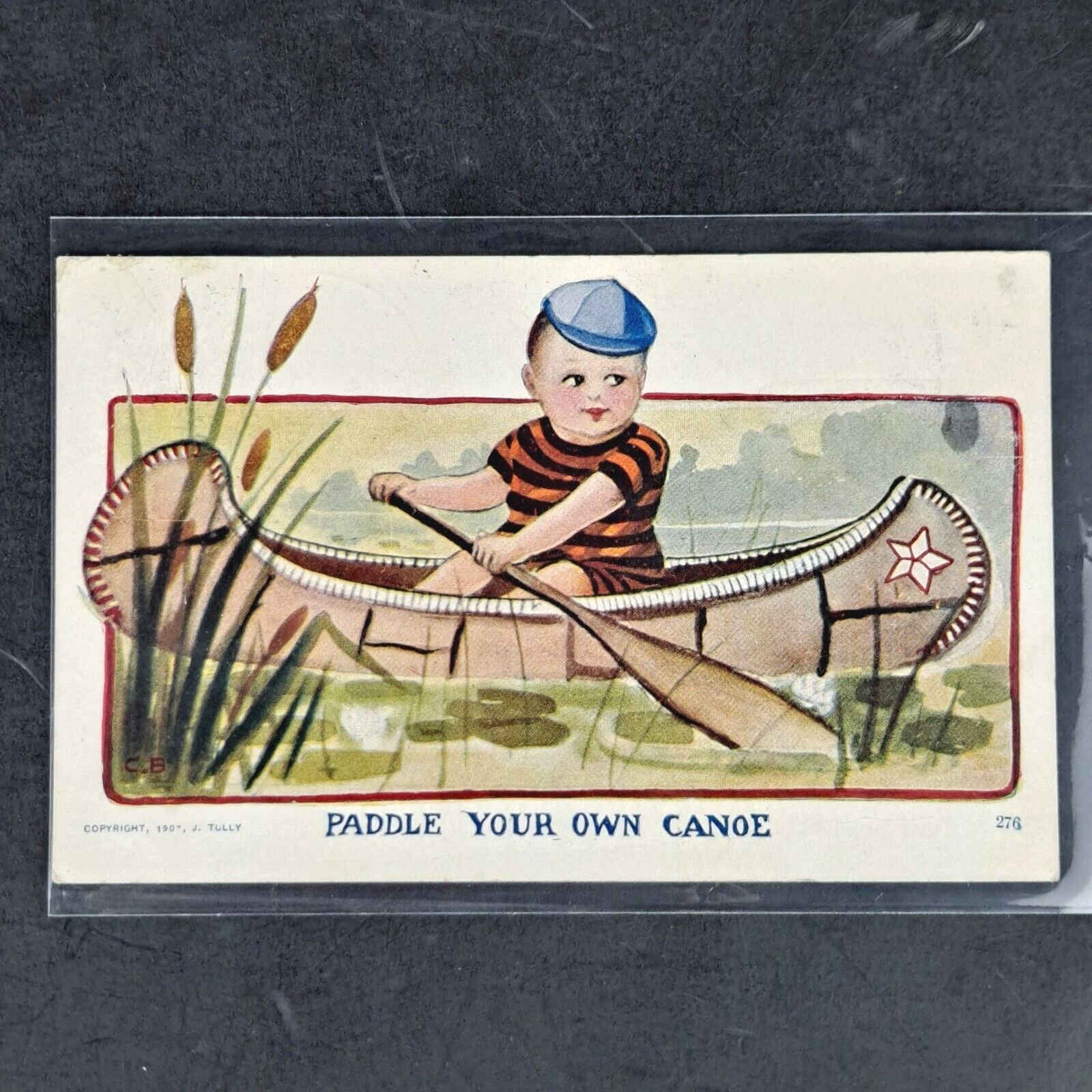 Antique 1907 Tully Young Boy Paddle Your Own Canoe Litho Postmarked Postcard Antique 1907 Tully Young Boy Paddle Your Own Canoe Litho Postmarked Postcard