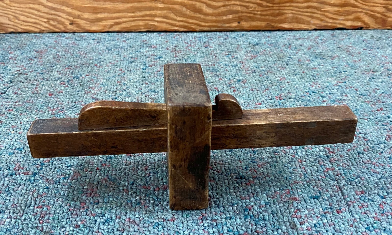 Antique WOODEN MARKING GAUGE TOOL Carpenter\'s Measuring Scribe Mortise