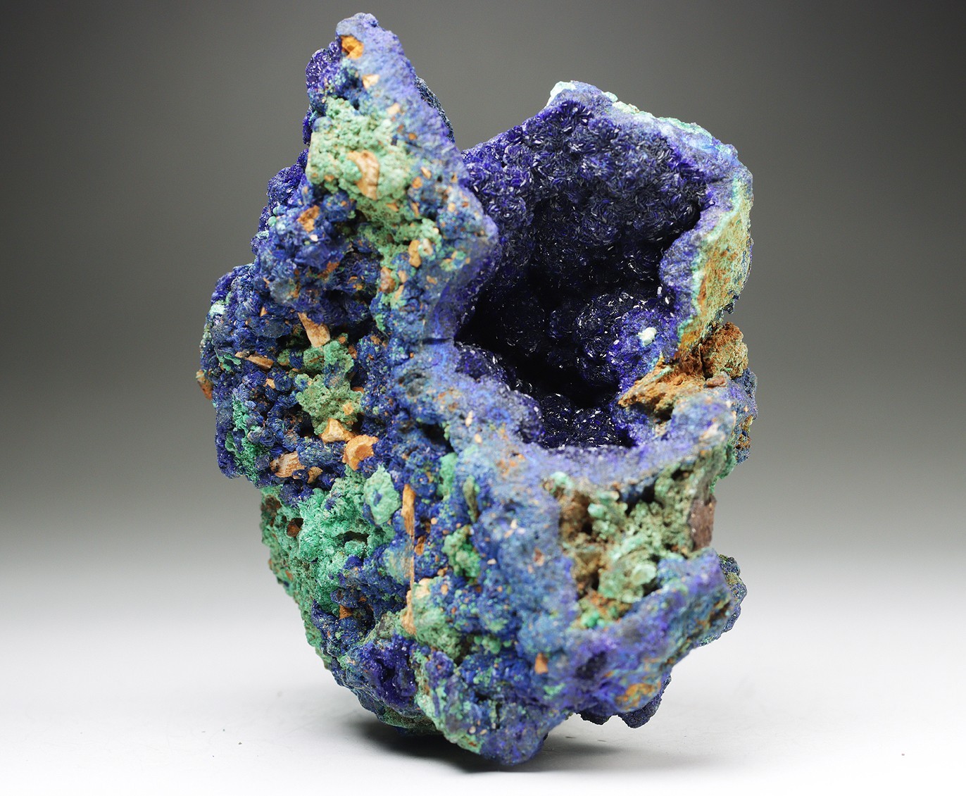 BRILLIANT AZURITE BALLS ON MATRIX W/ MALACHITE CRYSTALS , SEPON MINE, LAOS