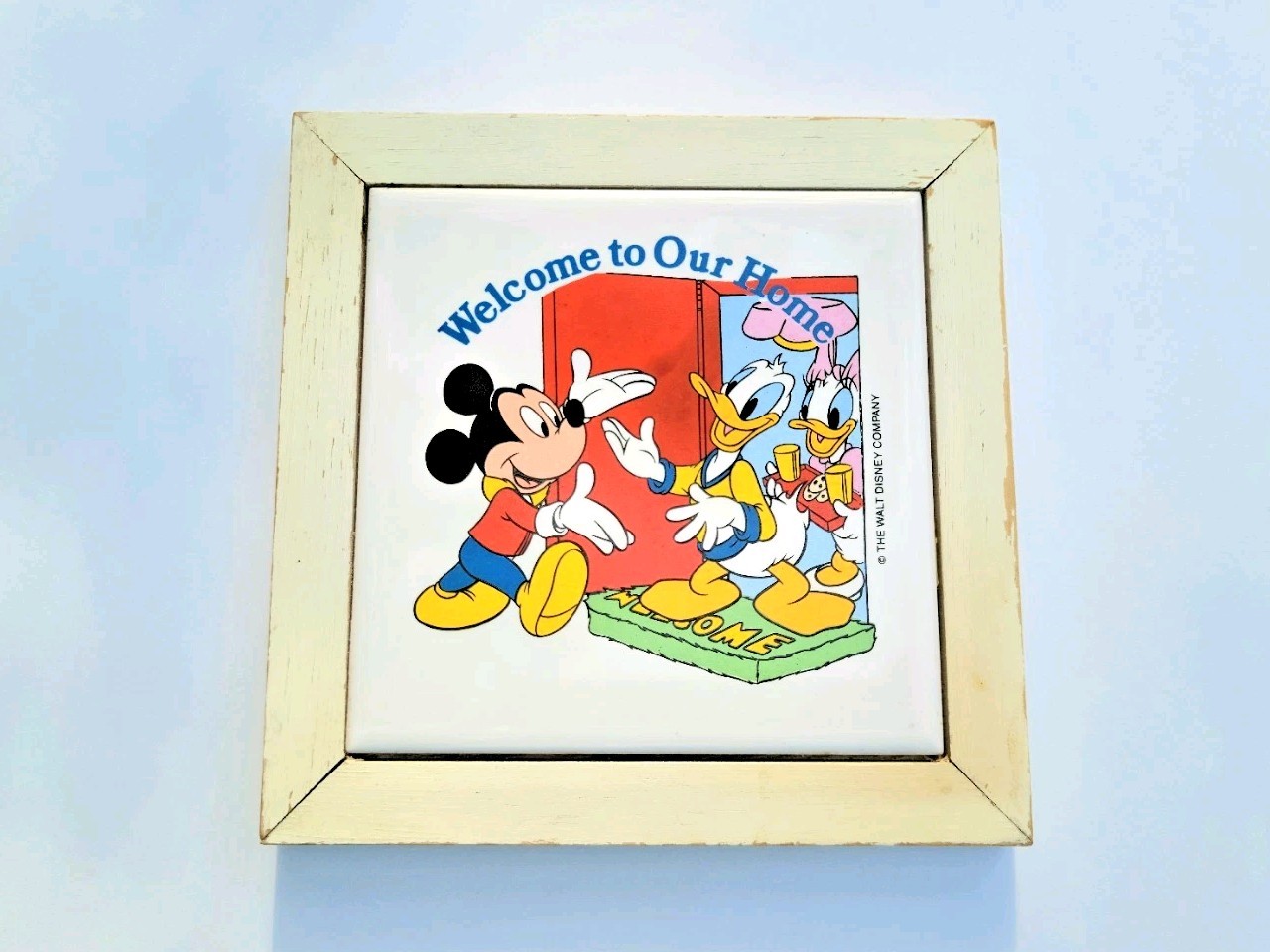 Vintage Disney Mickey Mouse Donald Duck Daisy “Welcome To Our Home” Framed Tile Vintage Disney Mickey Mouse Donald Duck Daisy “Welcome To Our Home” Framed Tile