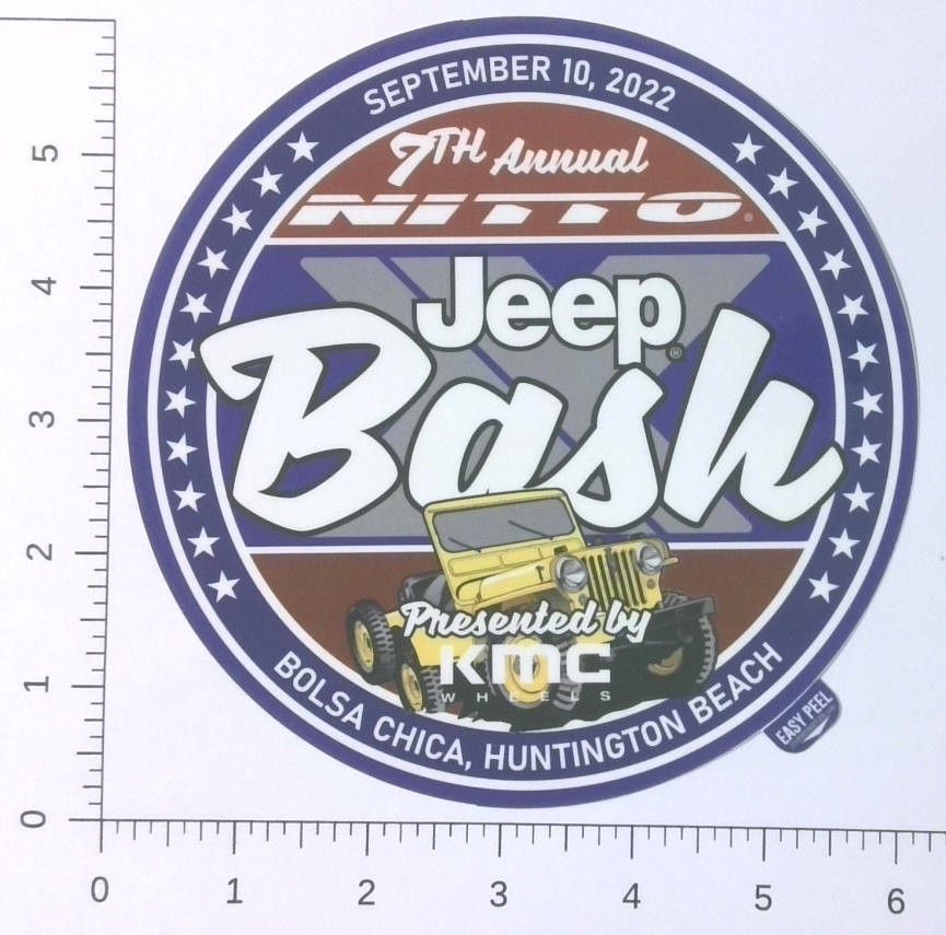 Nitto Jeep Bash 2022 7th Annual Huntington Beach KMC Advertising Sticker Decal