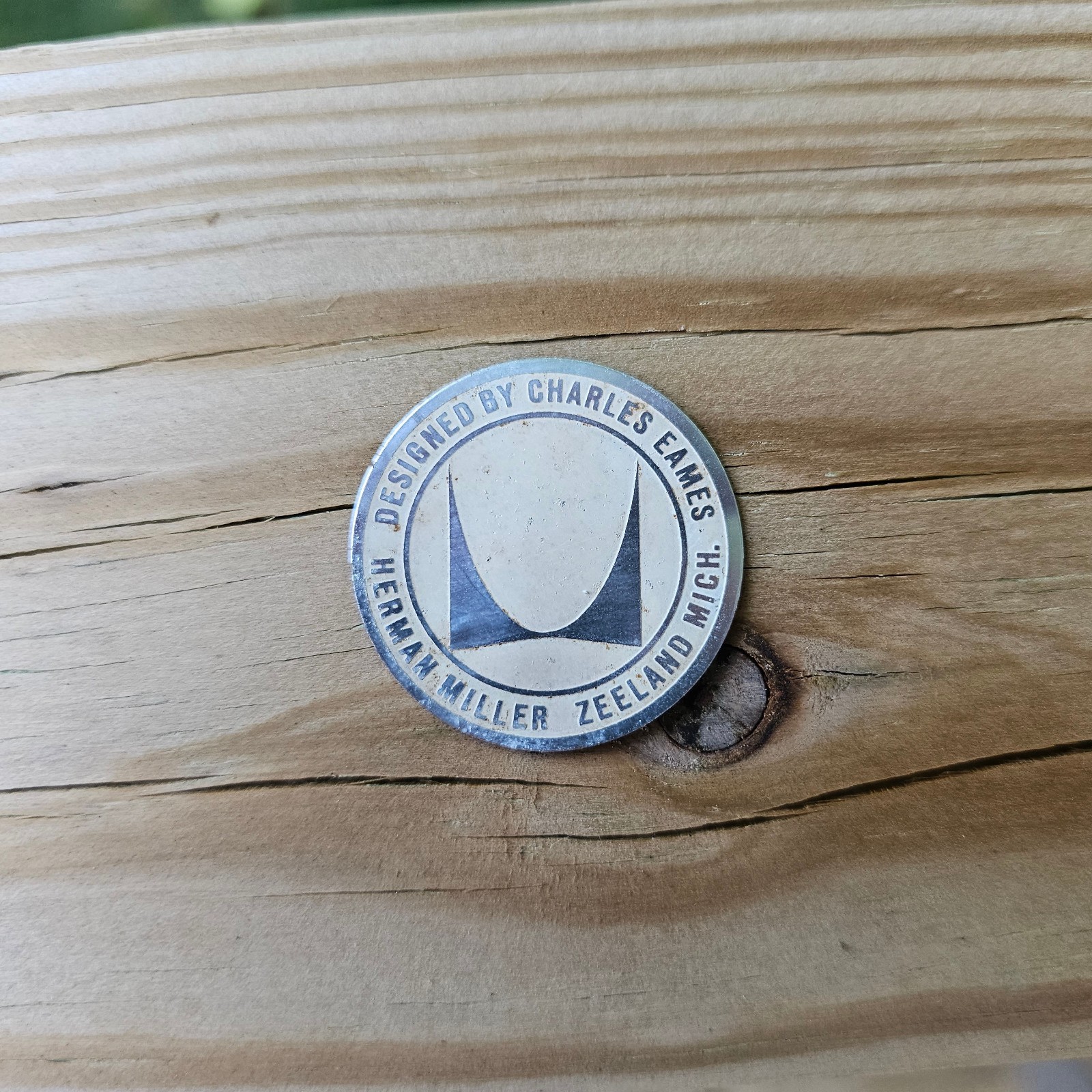 Authentic Vintage Herman Miller Medallion Metal Label Tag Logo MCM 1960s - 1.25\