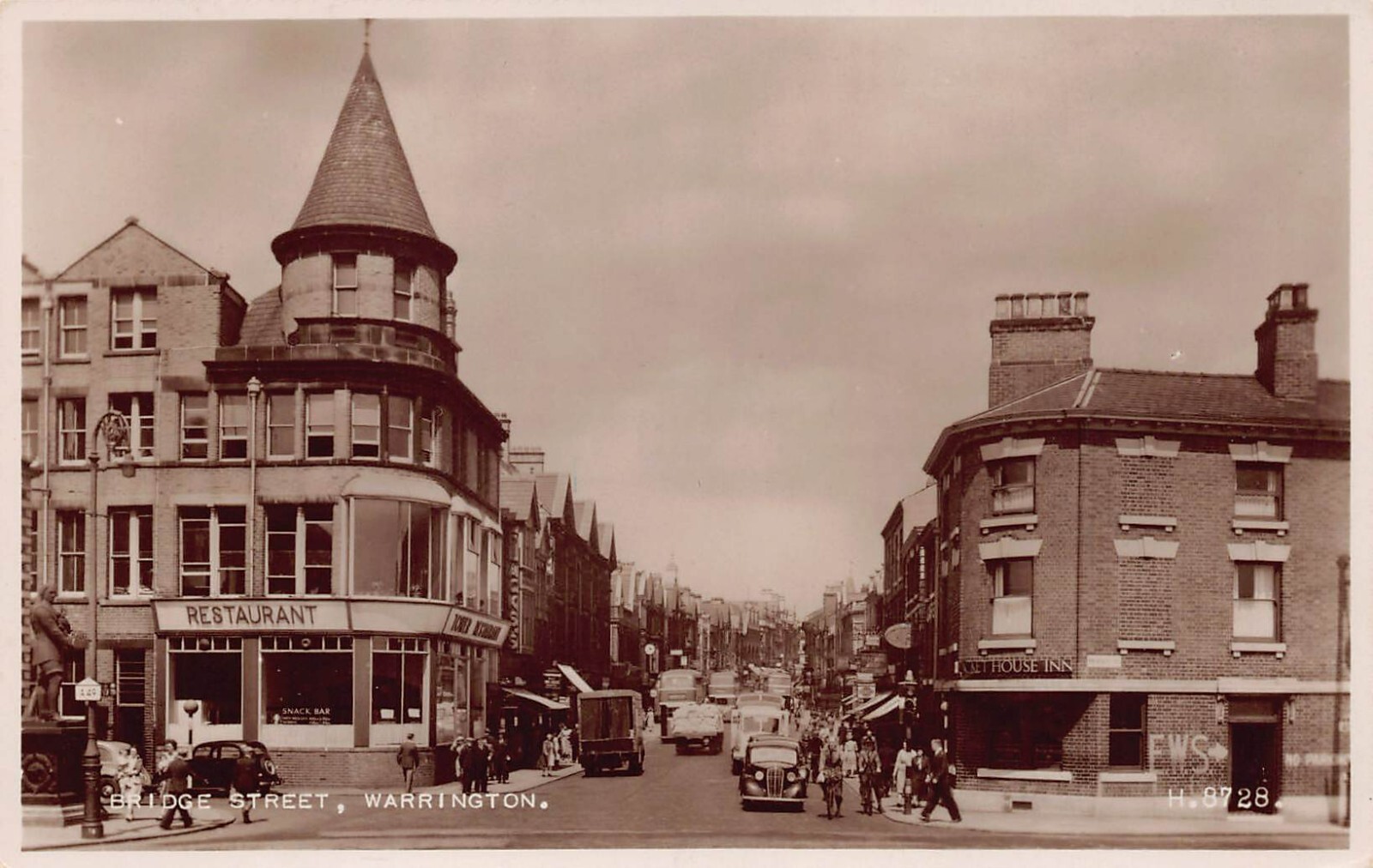 RPPC Warrington England Bridge Main Street Downtown 1940s Photo Vtg Postcard X4