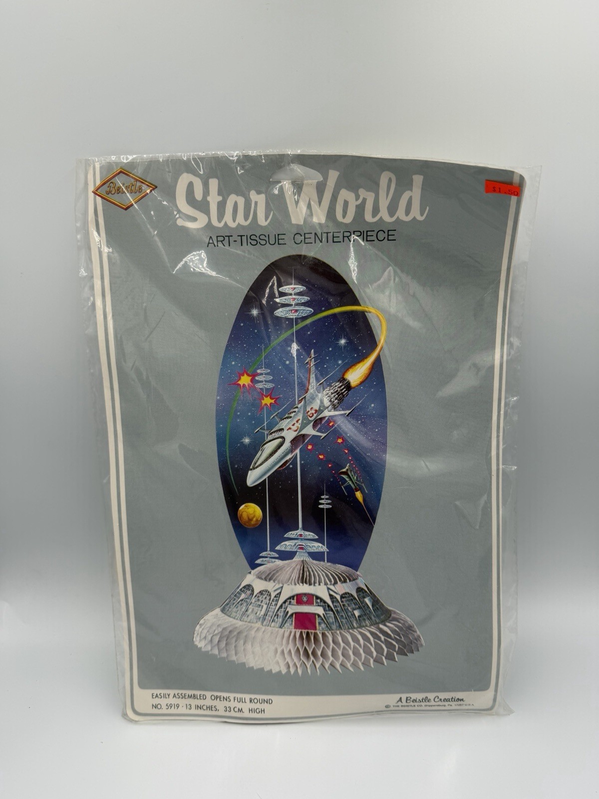 Vintage 1970 Beistle Star World Space Centerpiece Honeycomb Sealed NOS Retro Vintage 1970 Beistle Star World Space Centerpiece Honeycomb Sealed NOS Retro
