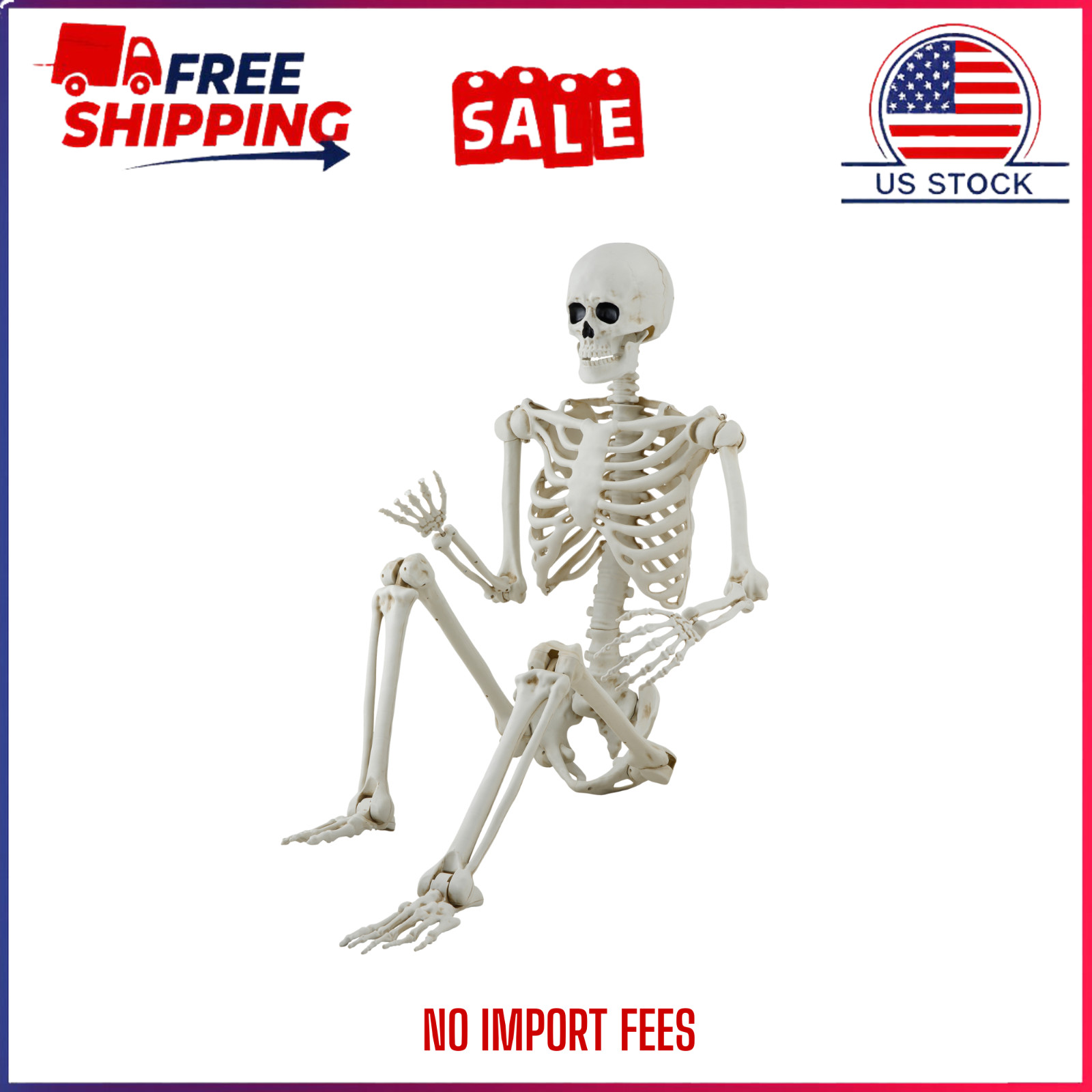 Hanging Posable Skeleton Decoration 5ft, White Halloween Party Prop Home Decor Hanging Posable Skeleton Decoration 5ft, White Halloween Party Prop Home Decor