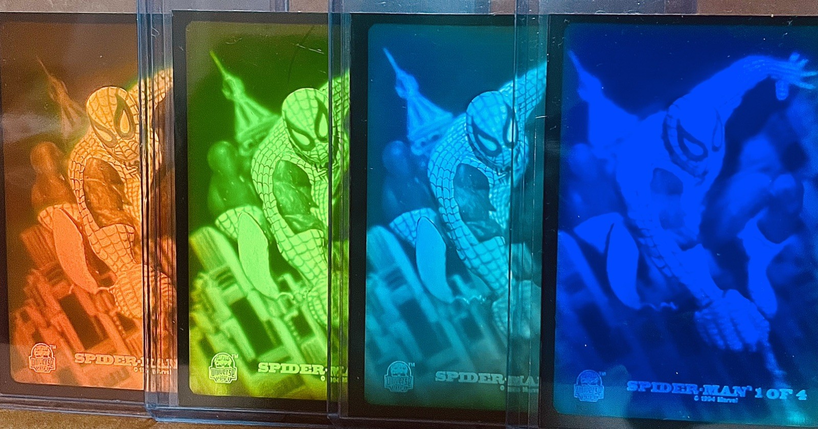 1994 MARVEL UNIVERSE SERIES 5 SPIDER MAN 3-D HOLOGRAM RAINBOW 🌈 4 CARD SET 1994 MARVEL UNIVERSE SERIES 5 SPIDER MAN 3-D HOLOGRAM RAINBOW 🌈 4 CARD SET