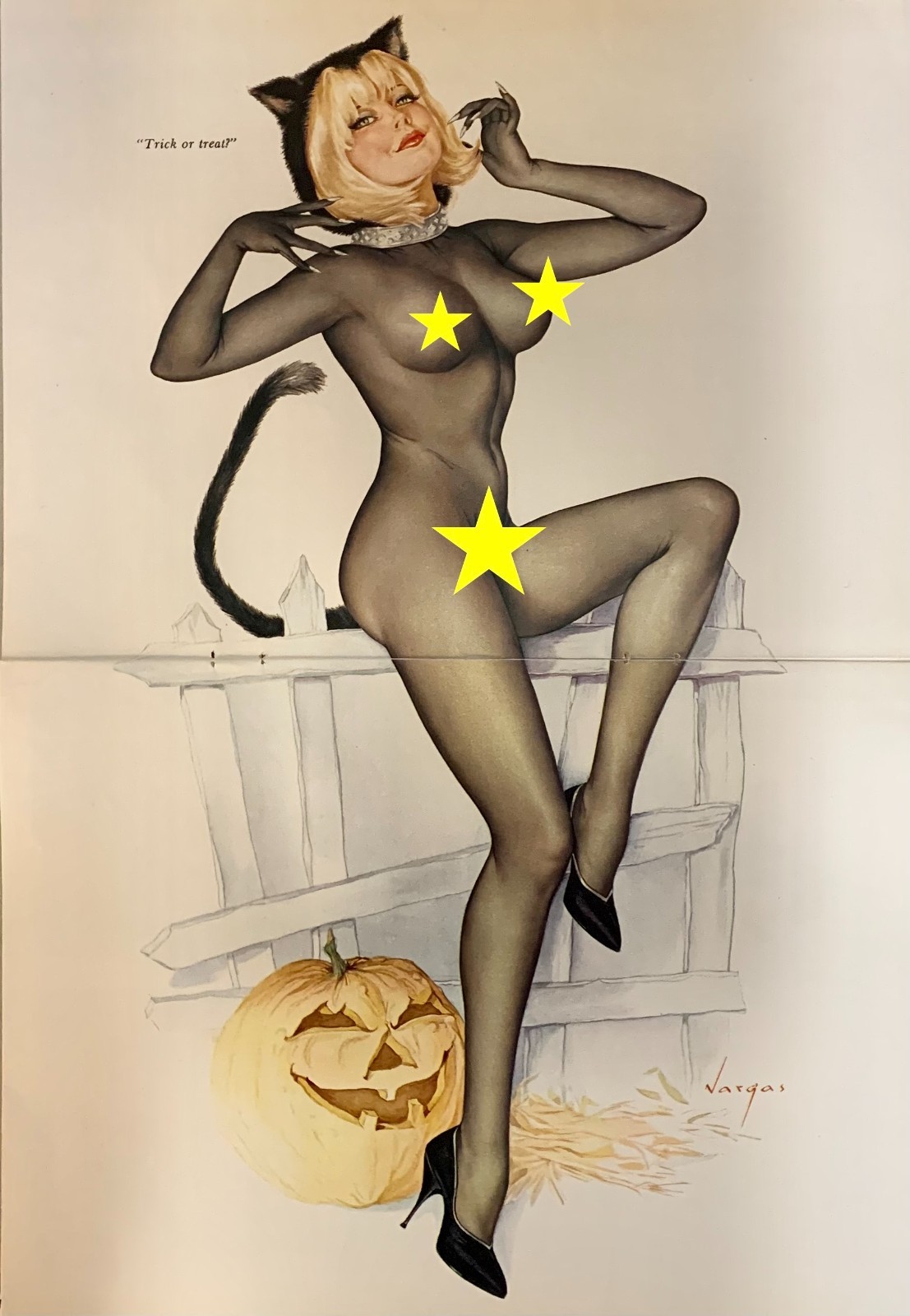 Vargas Girl - Trick or treat - Catwoman on Halloween - 1967 - . Vargas Girl - Trick or treat - Catwoman on Halloween - 1967 - .