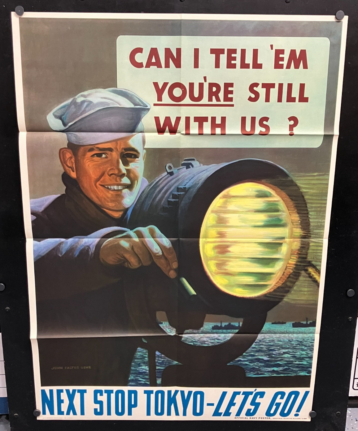 Original WW2 1945 U.S. Navy Propaganda Poster 28x40 artist John Philip Falter