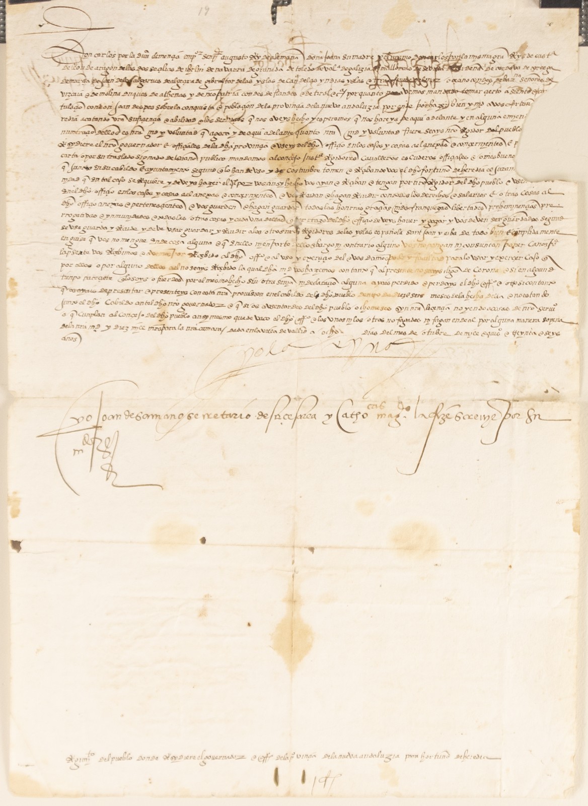 QUEEN ISABELLA (PORTUGAL) - DOCUMENT SIGNED 10/8/1536