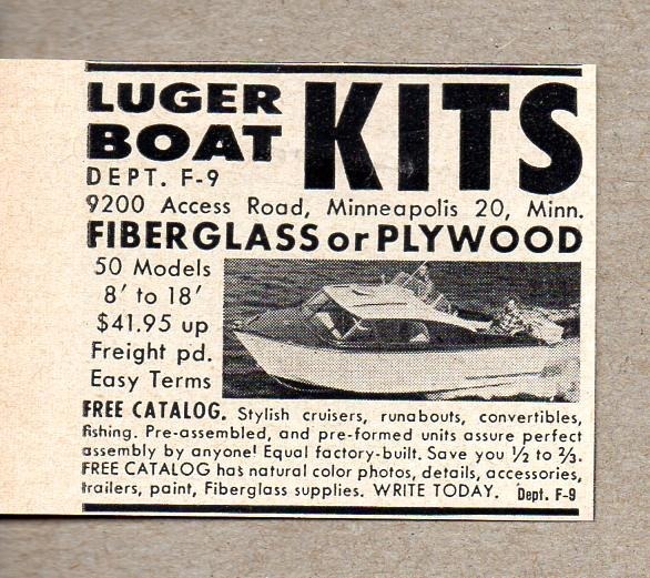 1959 Print Ad Luger Boat Kits Aluminum or Plywood Minneapolis,MN 1959 Print Ad Luger Boat Kits Aluminum or Plywood Minneapolis,MN