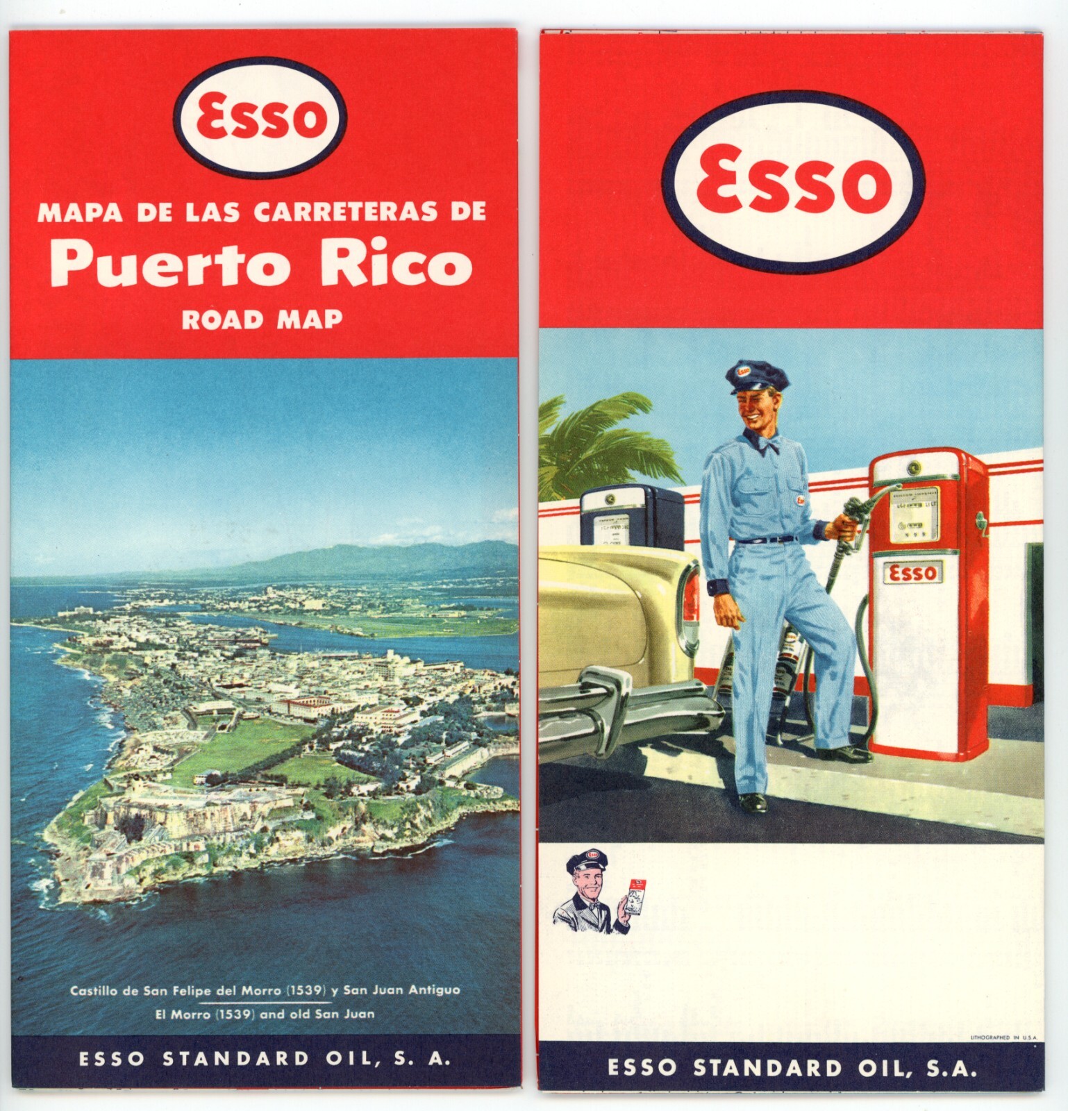 Vintage 1959 Puerto Rico Road Map (Spanish Edition) – Standard Oil Co. (Esso)