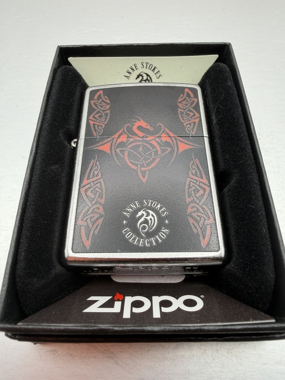 2026 Anne Stokes Flying Dragon Chrome Zippo Lighter NEW 47574 2026 Anne Stokes Flying Dragon Chrome Zippo Lighter NEW 47574