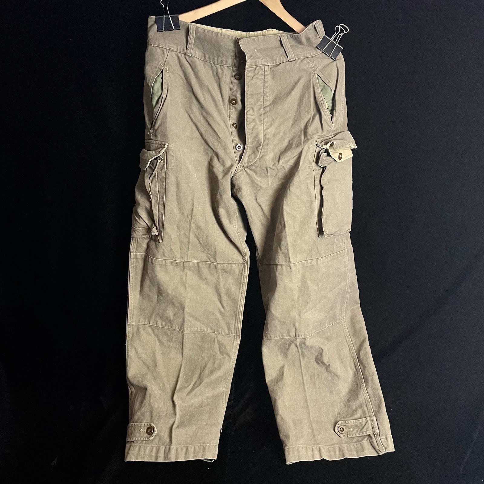 Vintage French Army M47 Field Cargo Pants Olive Green Cotton Canvas Size 43 Vintage French Army M47 Field Cargo Pants Olive Green Cotton Canvas Size 43