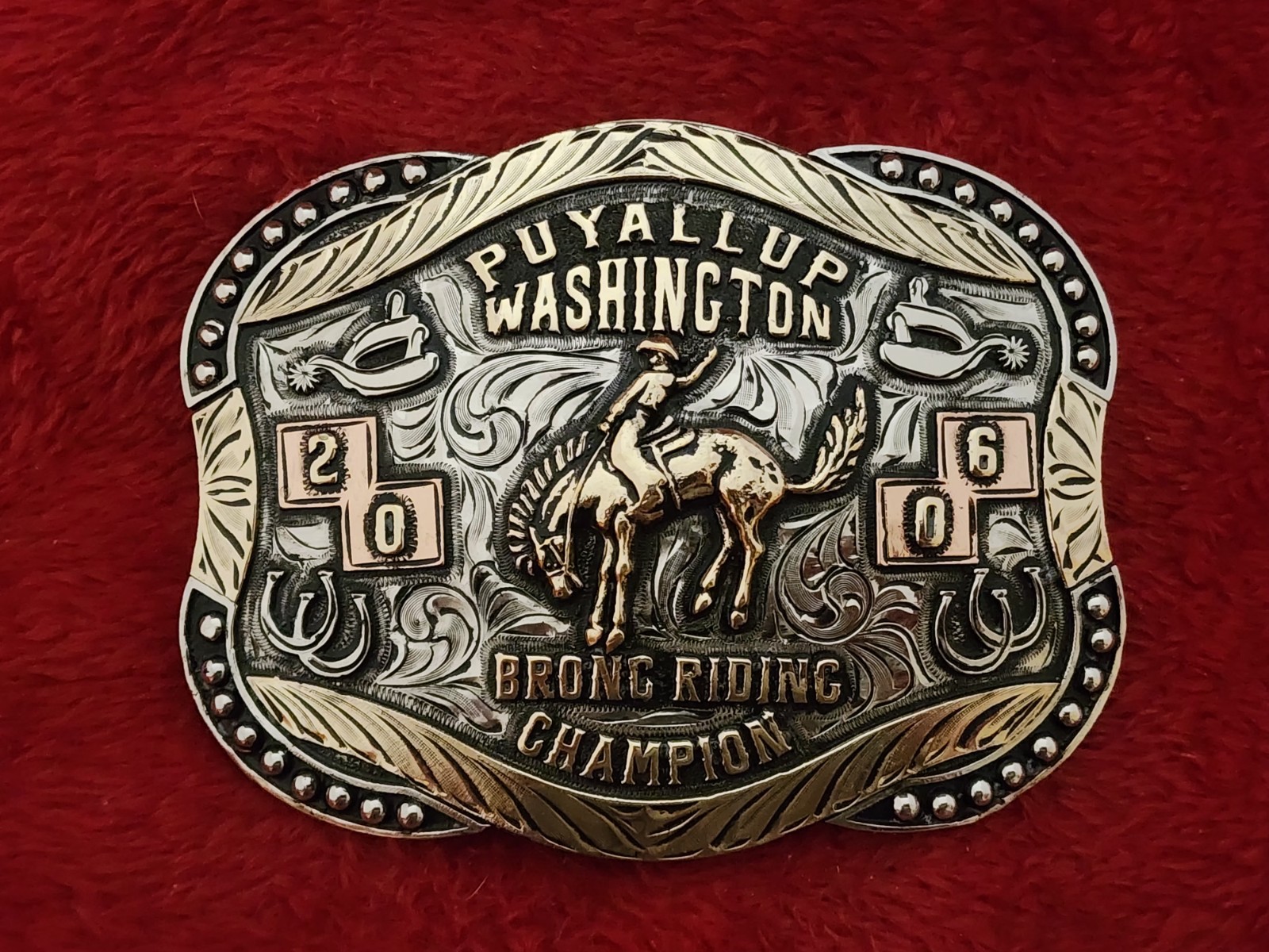 Rodeo BRONC RIDING Champion☆2006☆Puyallup Washington☆Trophy Buckle☆Rare☆T35