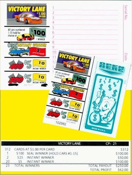 Victory Lane (2) - Collectible break-open ticket game 2 - 316ct Pull Tab games