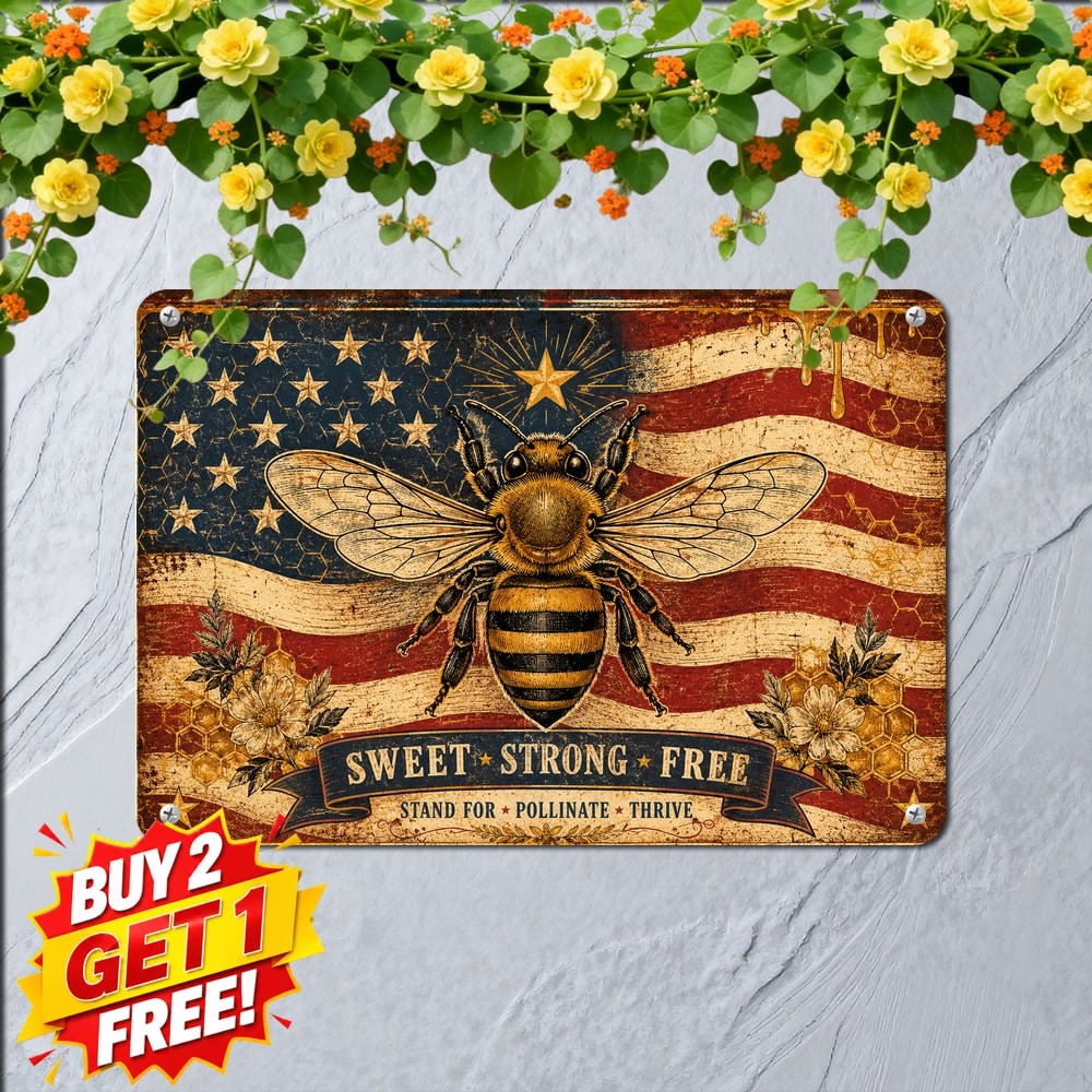 honey bee flag america dcor garden honeycomb bumble