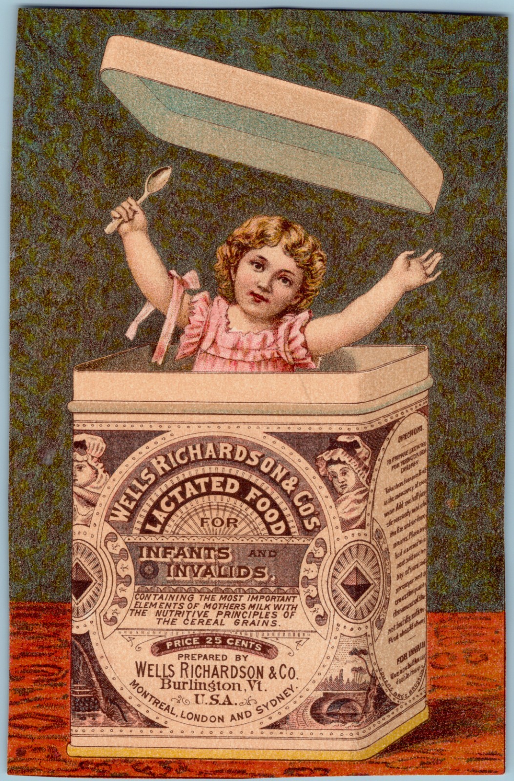 Victorian Trade Card WELLS RICHARDSON LACTATED FOOD FOR INFANTS, INVALIDS