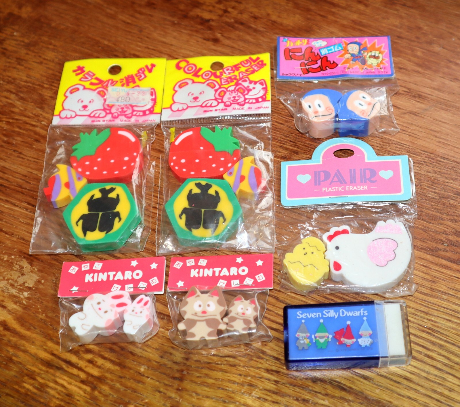 Japan Eraser LOT | *Vintage* Sanrio SunStar Kintaro Kitty Bunny Ninja Fruit WOW Japan Eraser LOT | *Vintage* Sanrio SunStar Kintaro Kitty Bunny Ninja Fruit WOW
