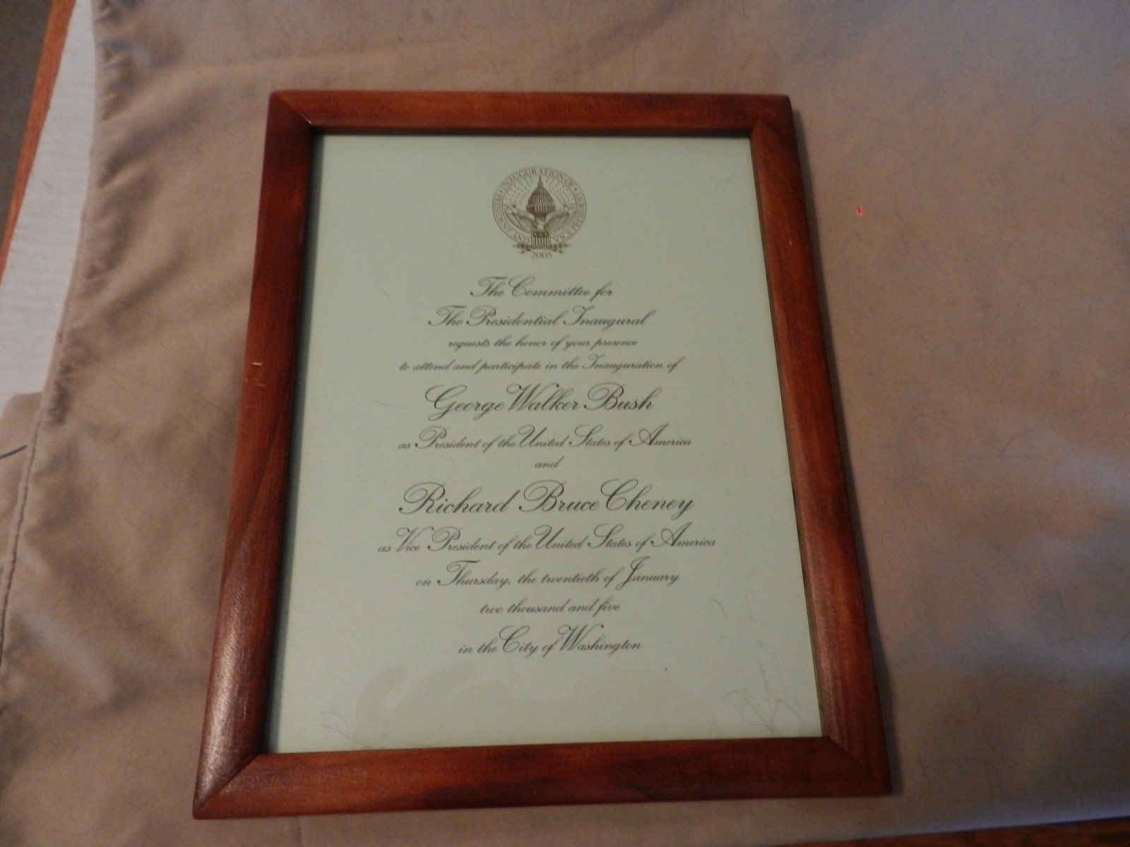 2005 George W Bush & Richard Cheney Presidential Inaugural Invitation Framed (M)