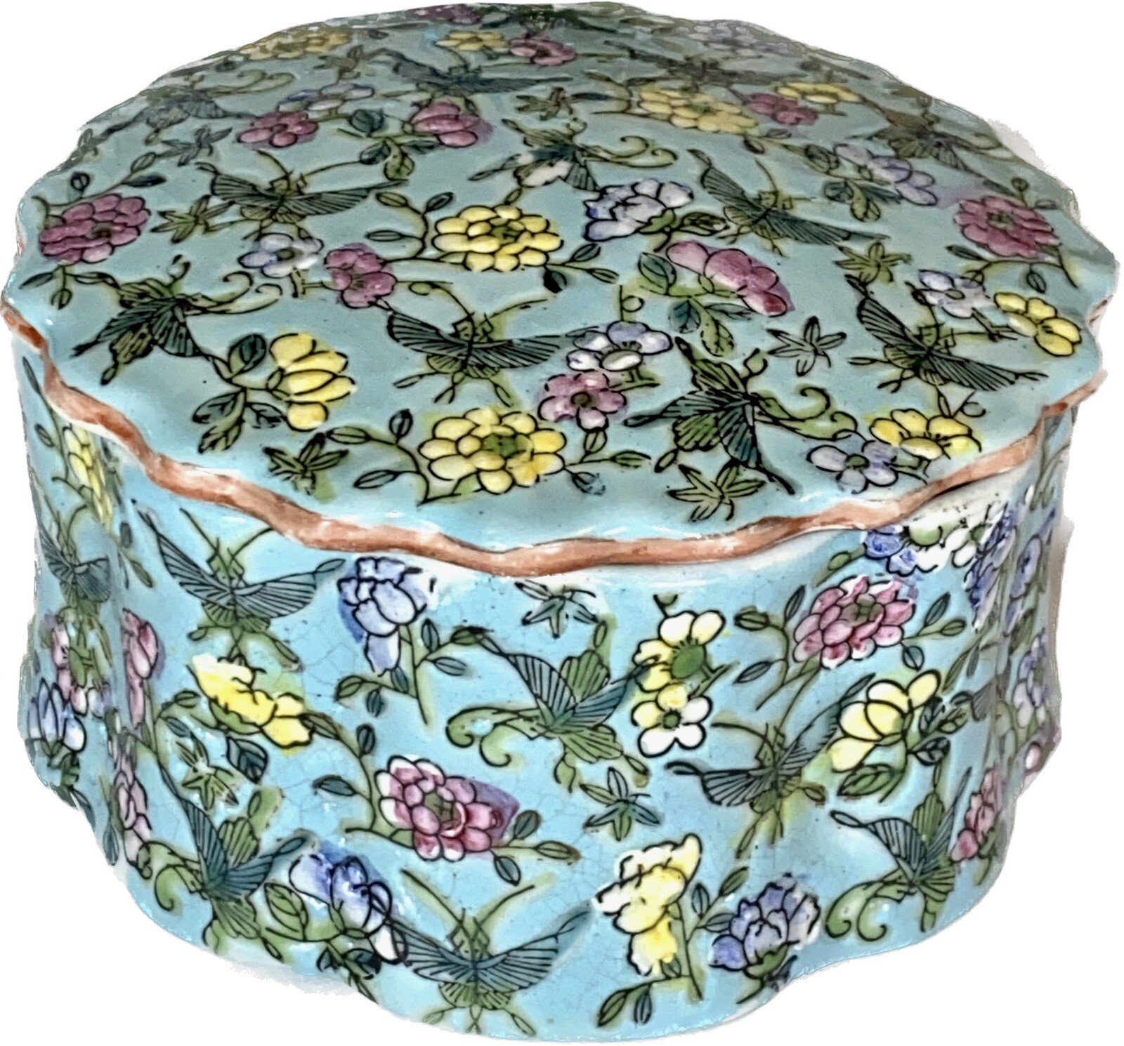 VTG Blue Famille Rose Medallion Chinese Da Qing Qianlong Nian Zhi Jewelry Box VTG Blue Famille Rose Medallion Chinese Da Qing Qianlong Nian Zhi Jewelry Box