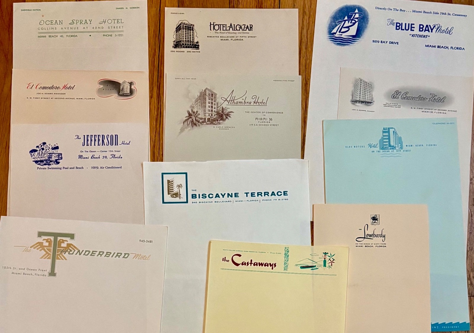 12 Vintage Miami & Miami Beach Florida Hotel Stationery Letterheads 12 Vintage Miami & Miami Beach Florida Hotel Stationery Letterheads