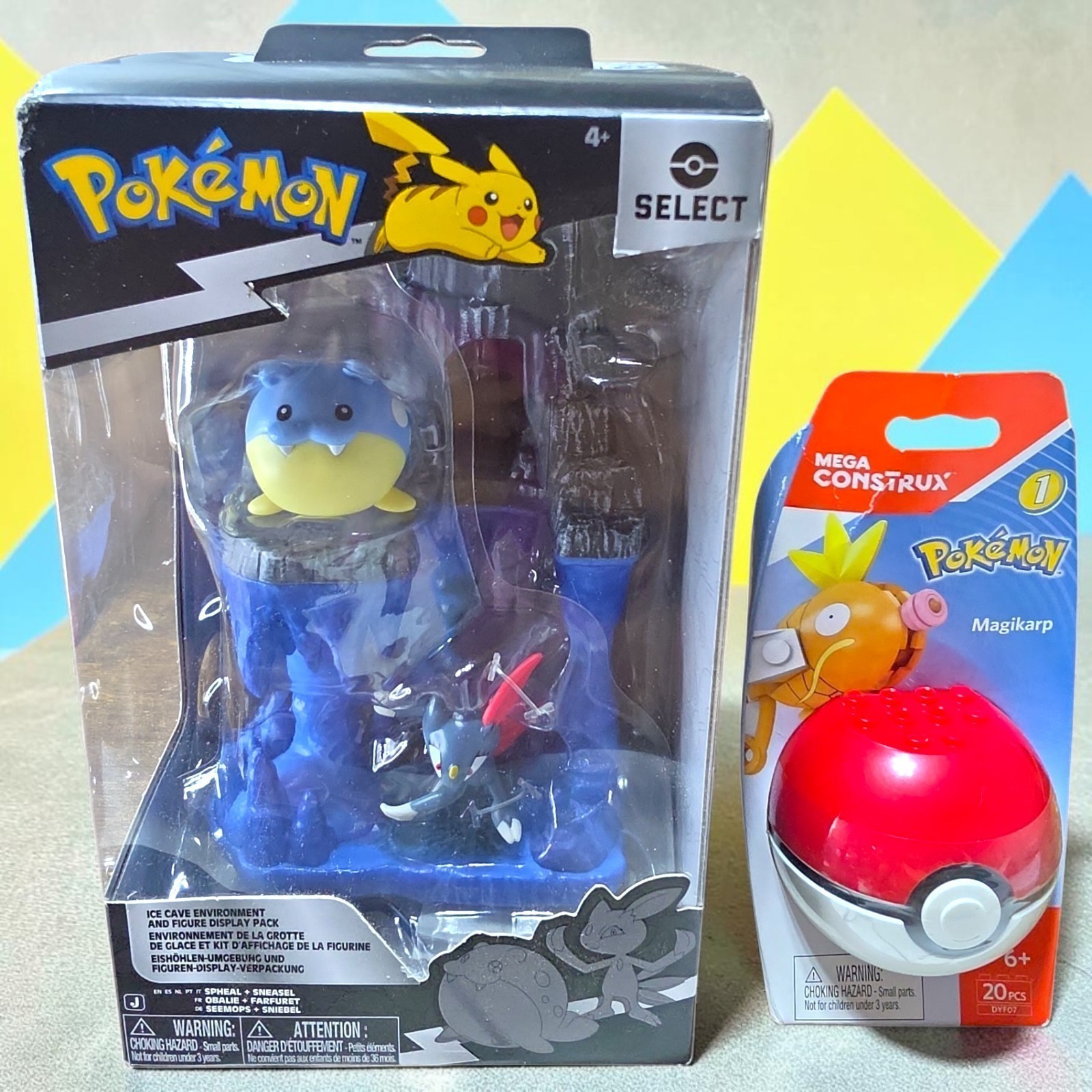 Pokémon Select Ice Cave Display Spheal Sneasel & Mega Construx Magikarp Lot New